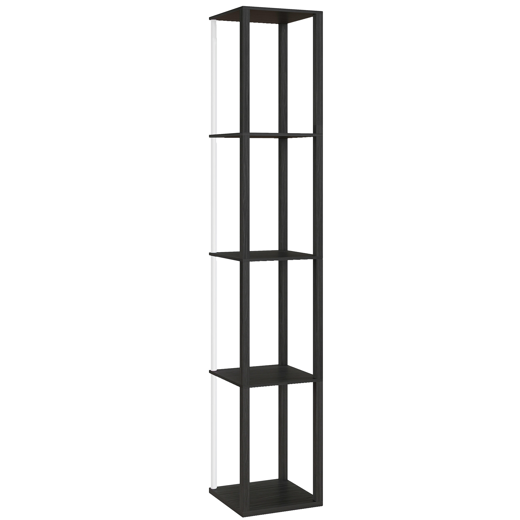 HOMCOM RGB LED Floor Lamp with Shelves, Modern Dimmable Standing Lamp with Remote Control, Adjustable Brightness & Speed for Living Room, Bedroom, Office, Oak