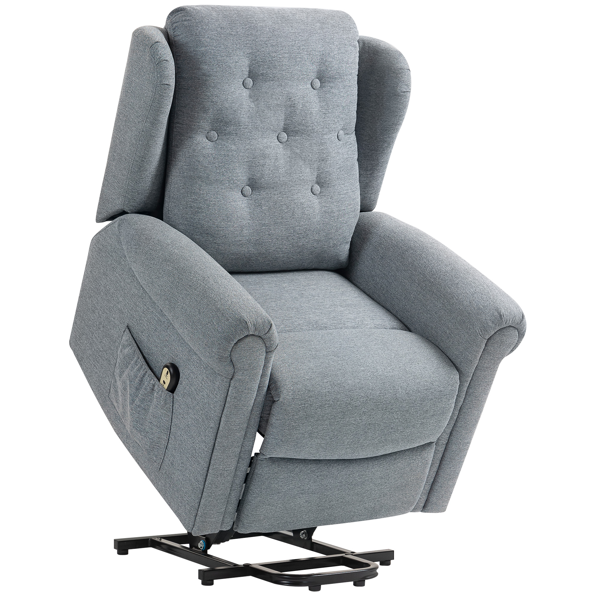 HOMCOM Sillón Relax Reclinable Eléctrico Levanta Personas con Respaldo Alto Capitoné Control Remoto Gris