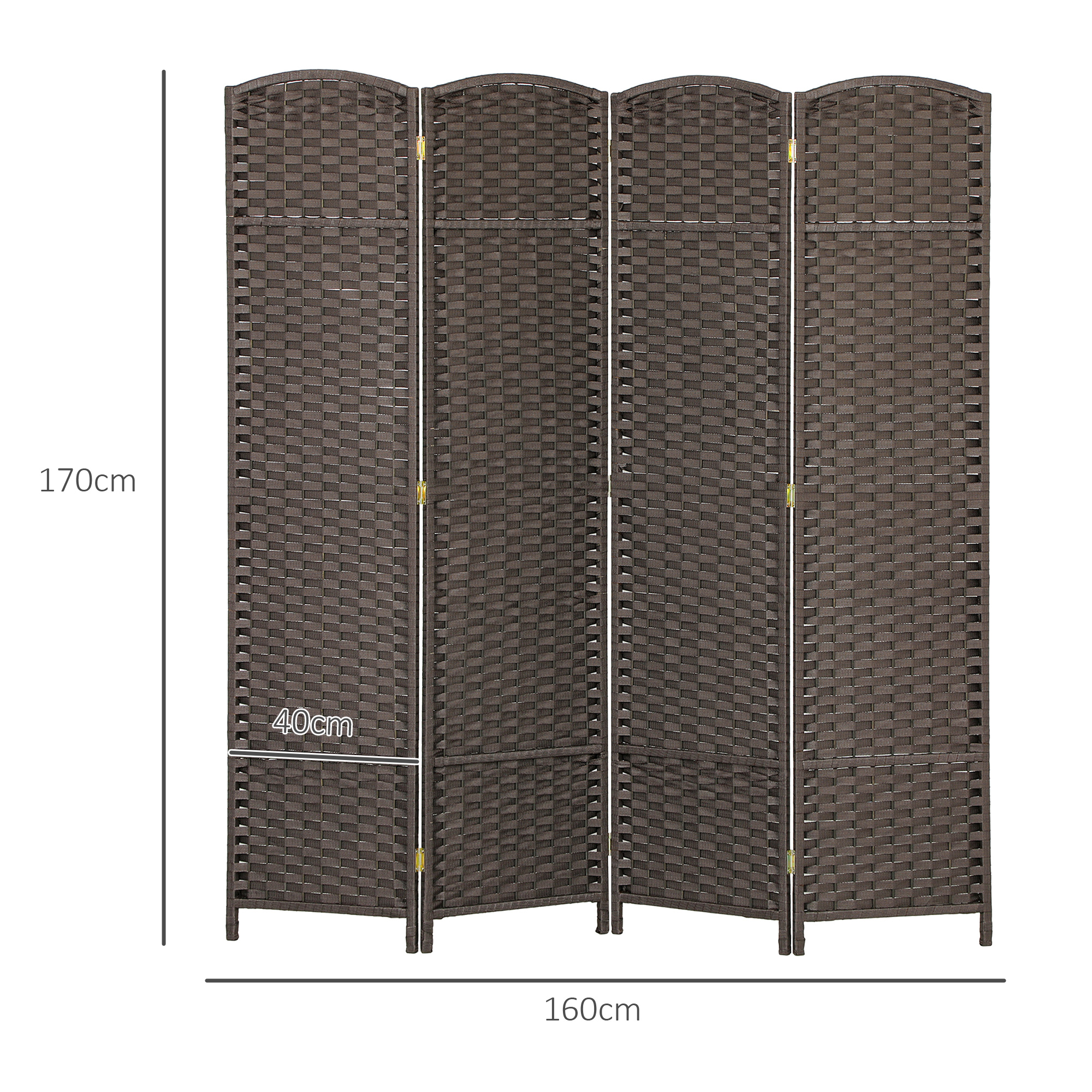 HOMCOM 4 Panel Folding Room Divider, Freestanding Privacy Screen for Living Room, Bedroom and Office, 160 x 170cm, Brown 3