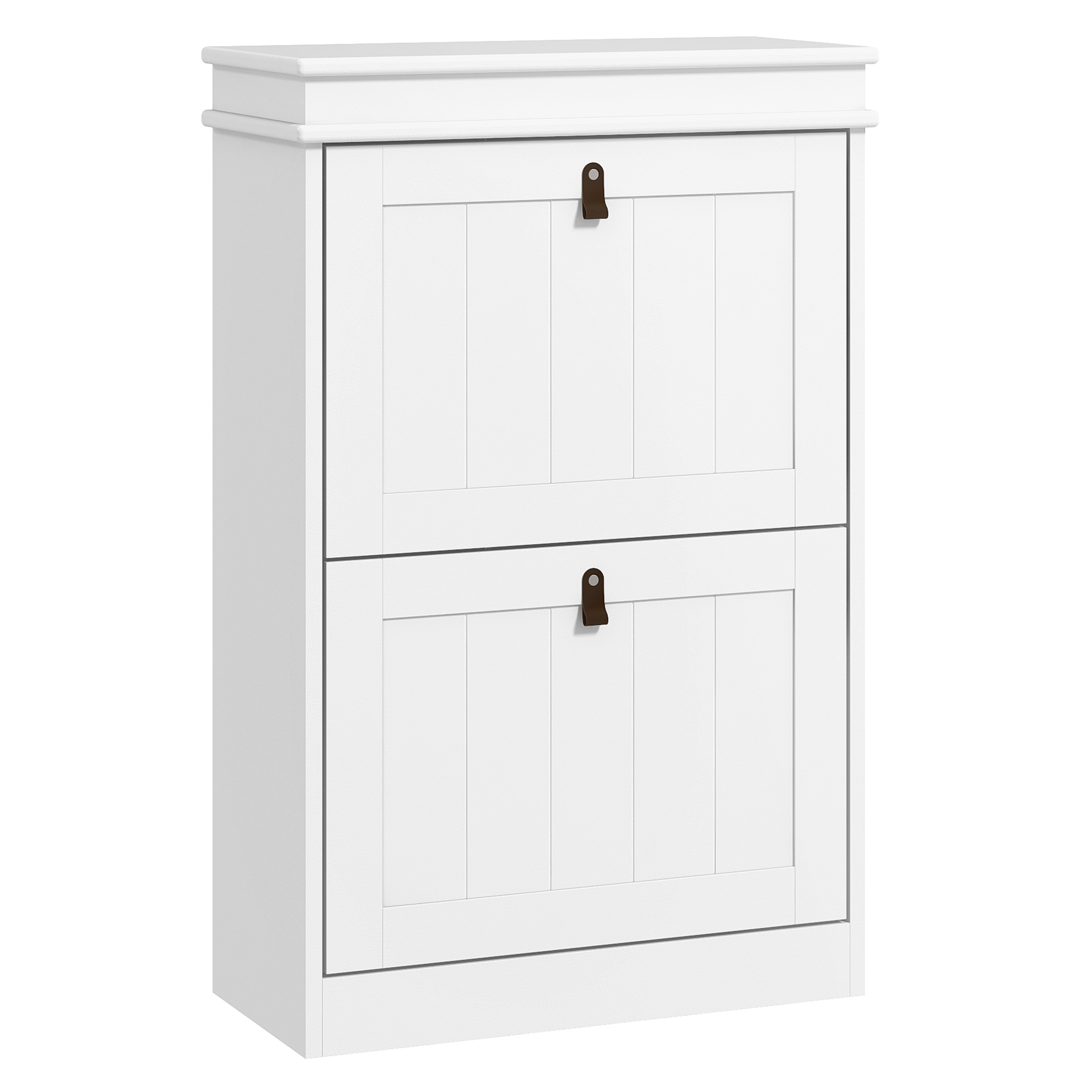 HOMCOM Zapatero Blanco Estrecho con 2 Puertas Abatibles y Estantes Ajustables para 10 Pares de Zapatos para Recibidor 54x24x82,5 cm | Aosom España