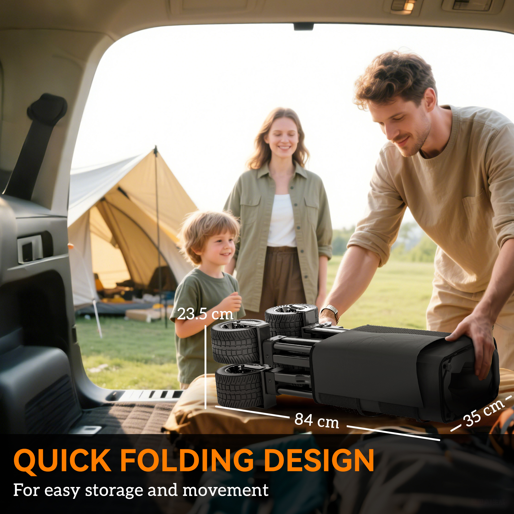 Outsunny Folding Garden Trolley, Cargo Traile on Wheels, Collapsible Camping Trolley, Outdoor Utility Wagon, Dark Grey 5