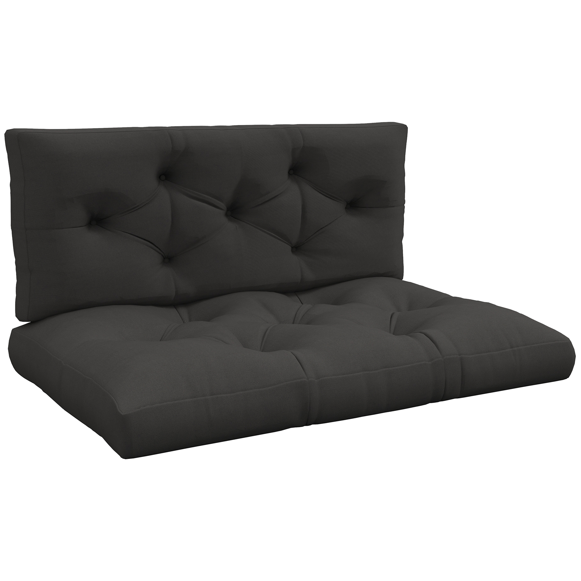 Outsunny Seat and Back Padded Pallet Cushion Set - Dark Grey