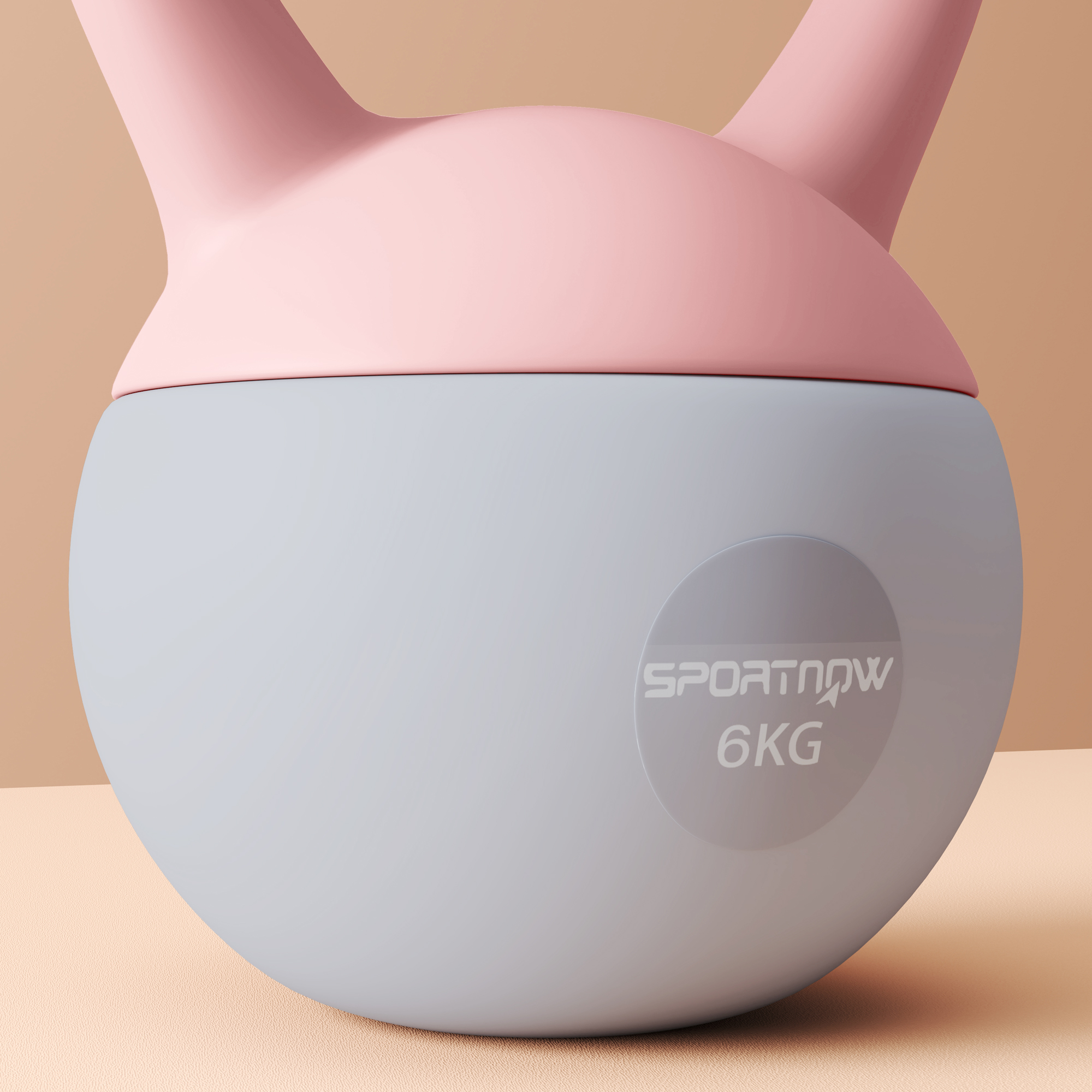 SPORTNOW 6KG Soft Kettlebell, Kettlebell with Non-Slip Handle for Home Gym, Weight Lifting, Strength Training, Pink/Grey 8