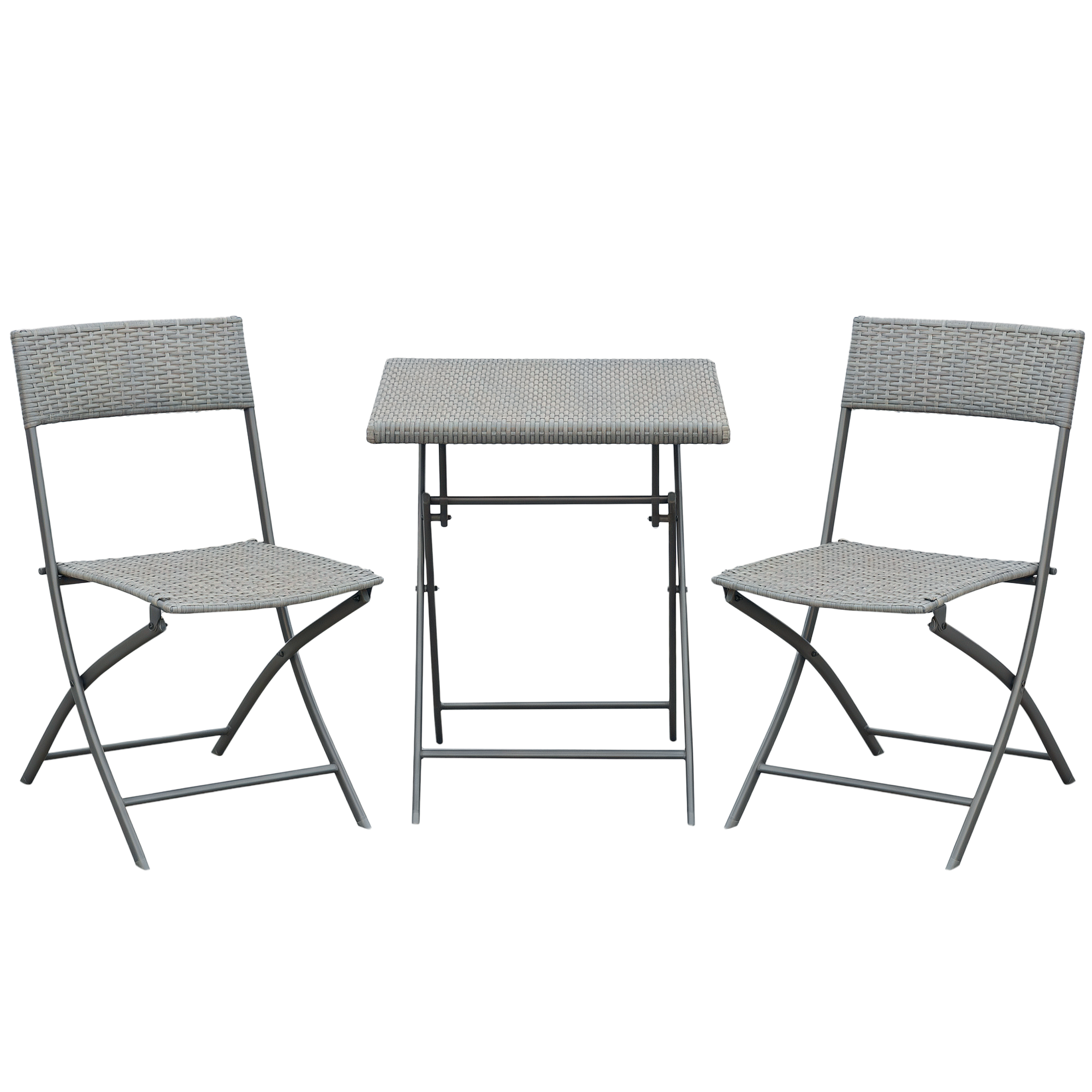 Outsunny Polyrattan Bistroset 2 Personen Sitzgruppe grau, Gartenmöbel aus R günstig online kaufen