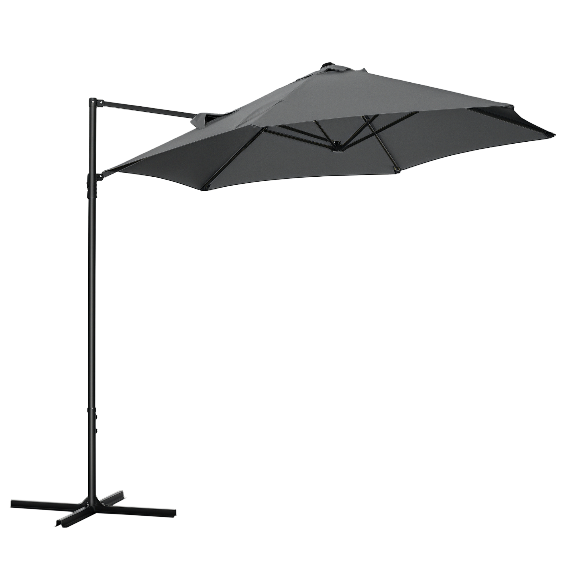 Outsunny Parasol déporté octogonal mât en acier, inclinable et pivotant à 360 ° diamètre 256 cm gris anthracite Aosom France