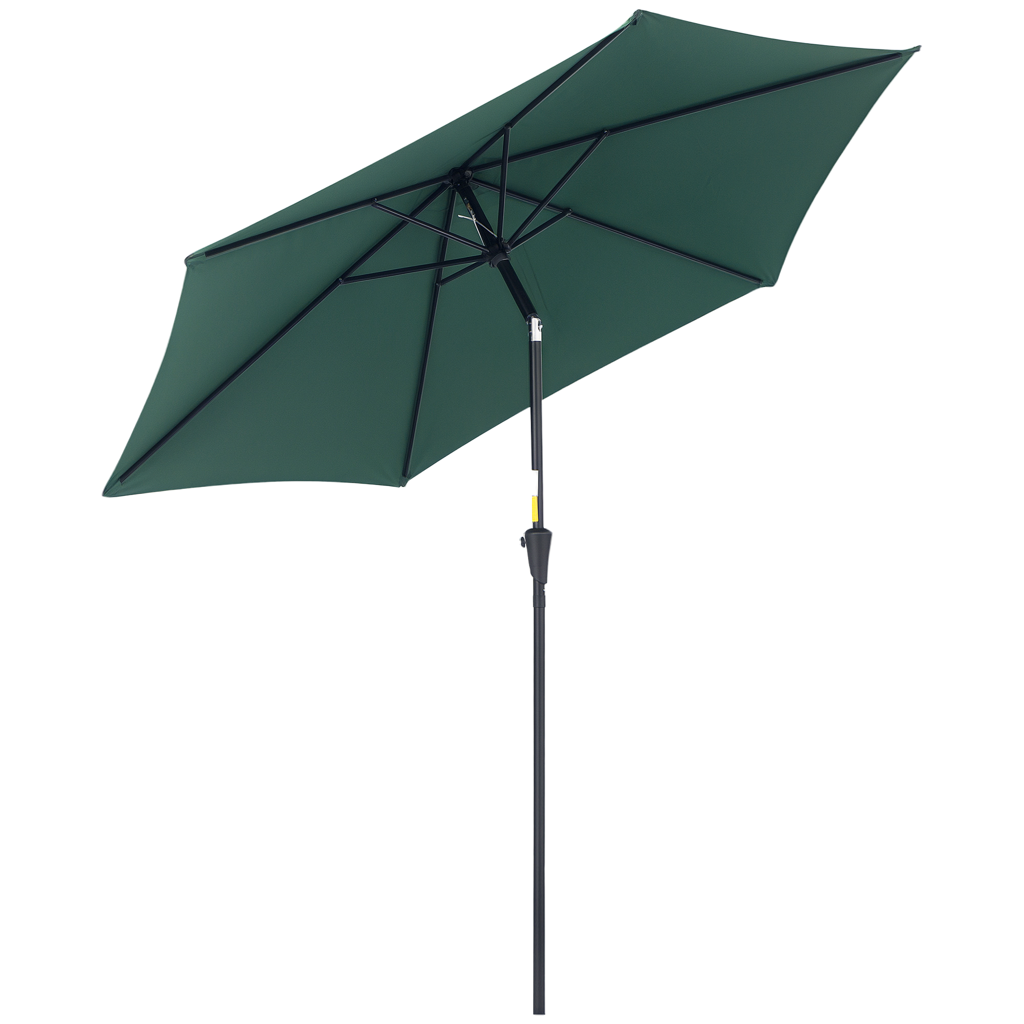 Outsunny Sombrilla Parasol Reclinable Manivela Aluminio Tela Poliéster Jardín Patio Terraza 2.7x2.35m Verde | Aosom España