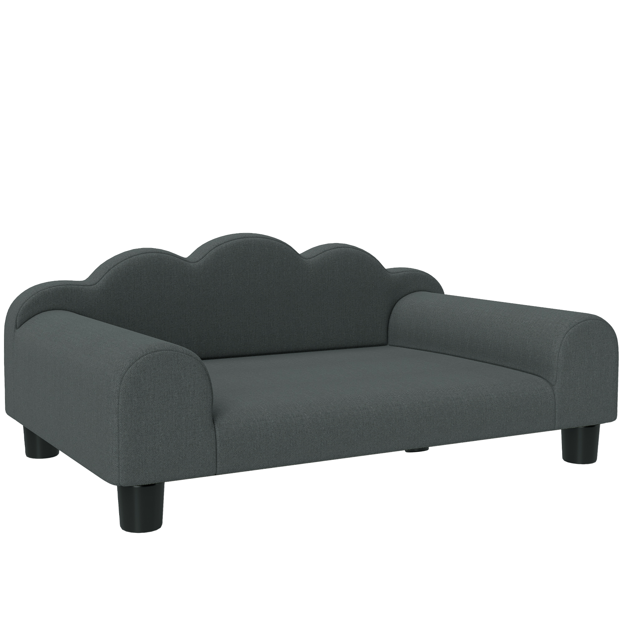 PawHut Sofá para perro, sofá para mascotas con respaldo y reposabrazos, transpirable, 66 x 42 x 28,5 cm, gris oscuro