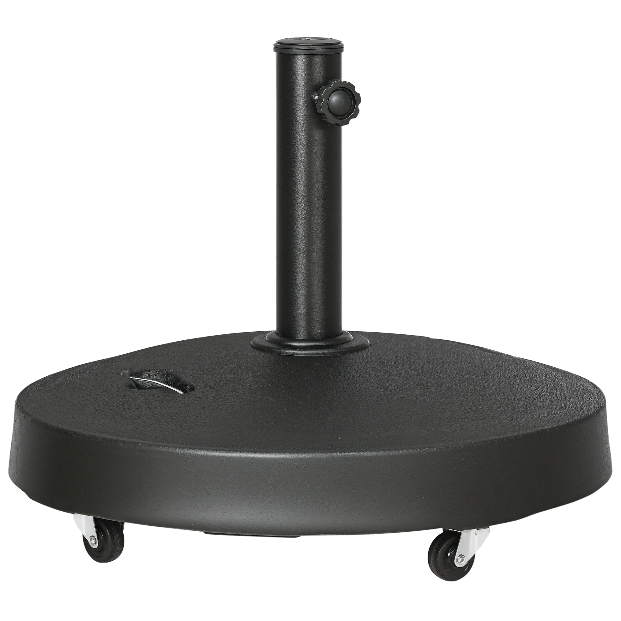 Outsunny Pied de parasol rond base de parasol avec roulettes et poignées rétractables en résine tressée Ø 53 x 41 cm noir Aosom France