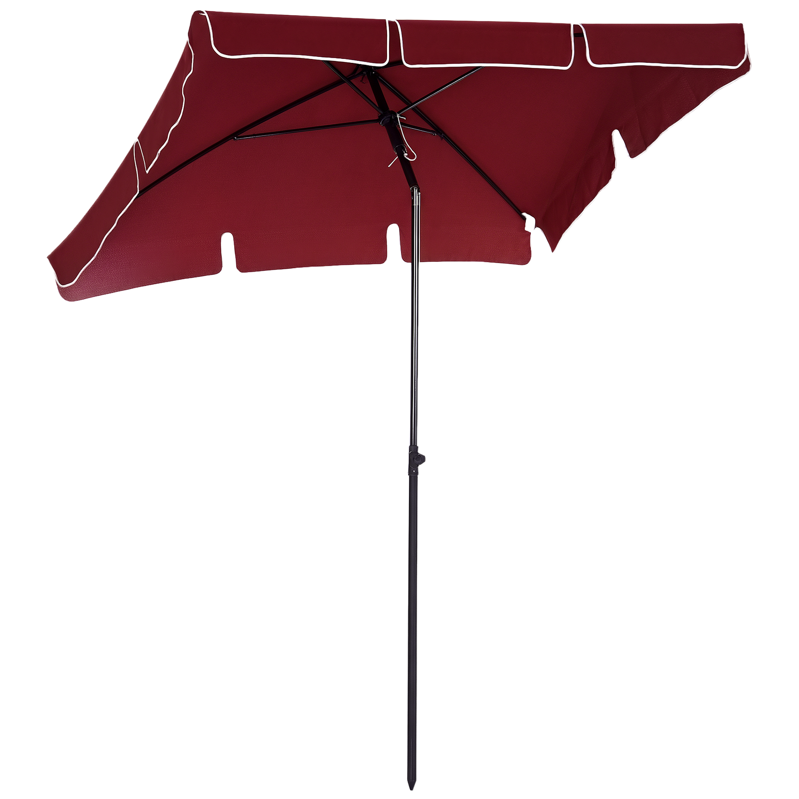Image of Outsunny Ombrellone da Giardino Rettangolare e Regolabile con Palo in Alluminio, 2x1.3x2.5 m, Rosso Vino006
