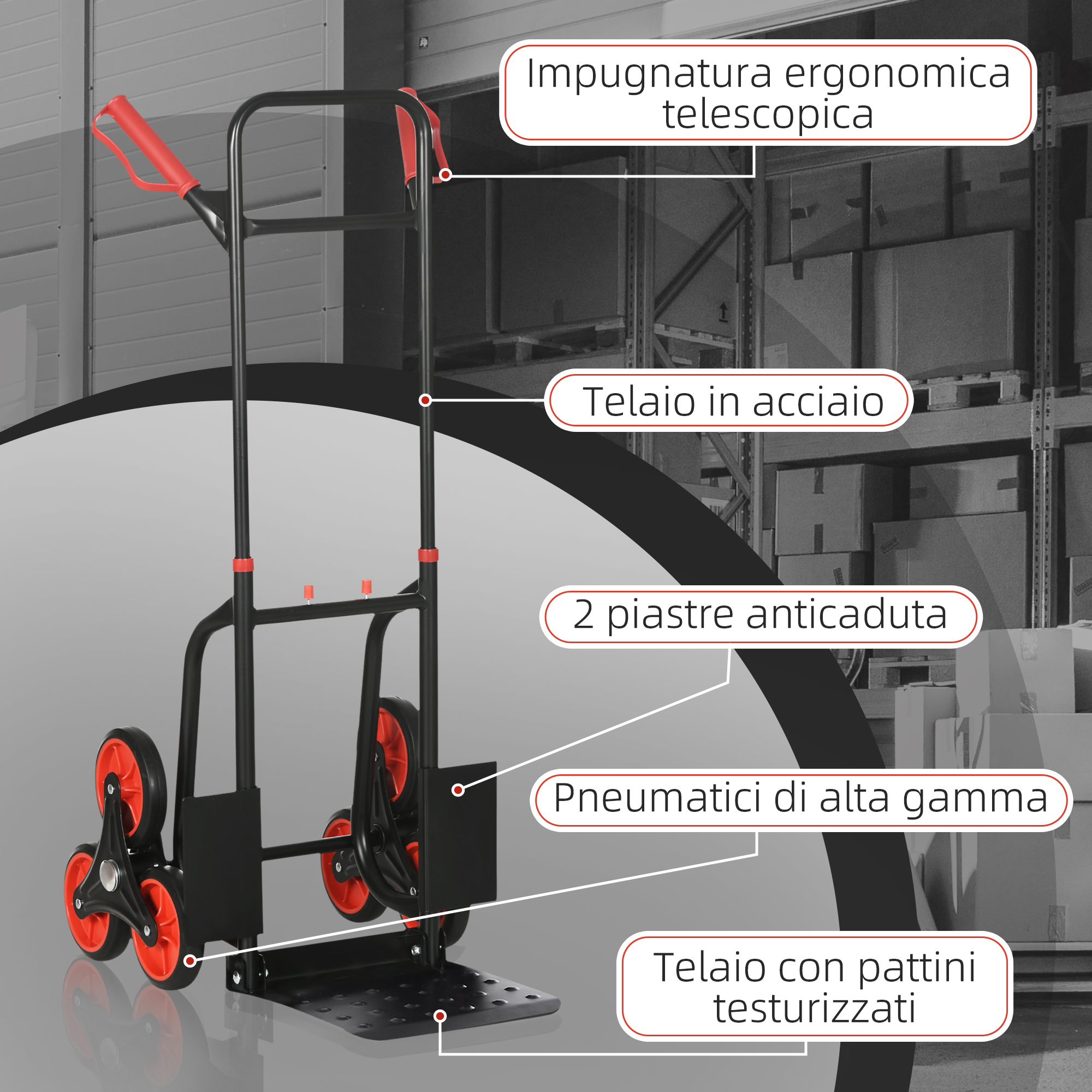 Carrello Pieghevole In Acciaio, Portata 200 Kg - Robusto E Pratico - Foto 5