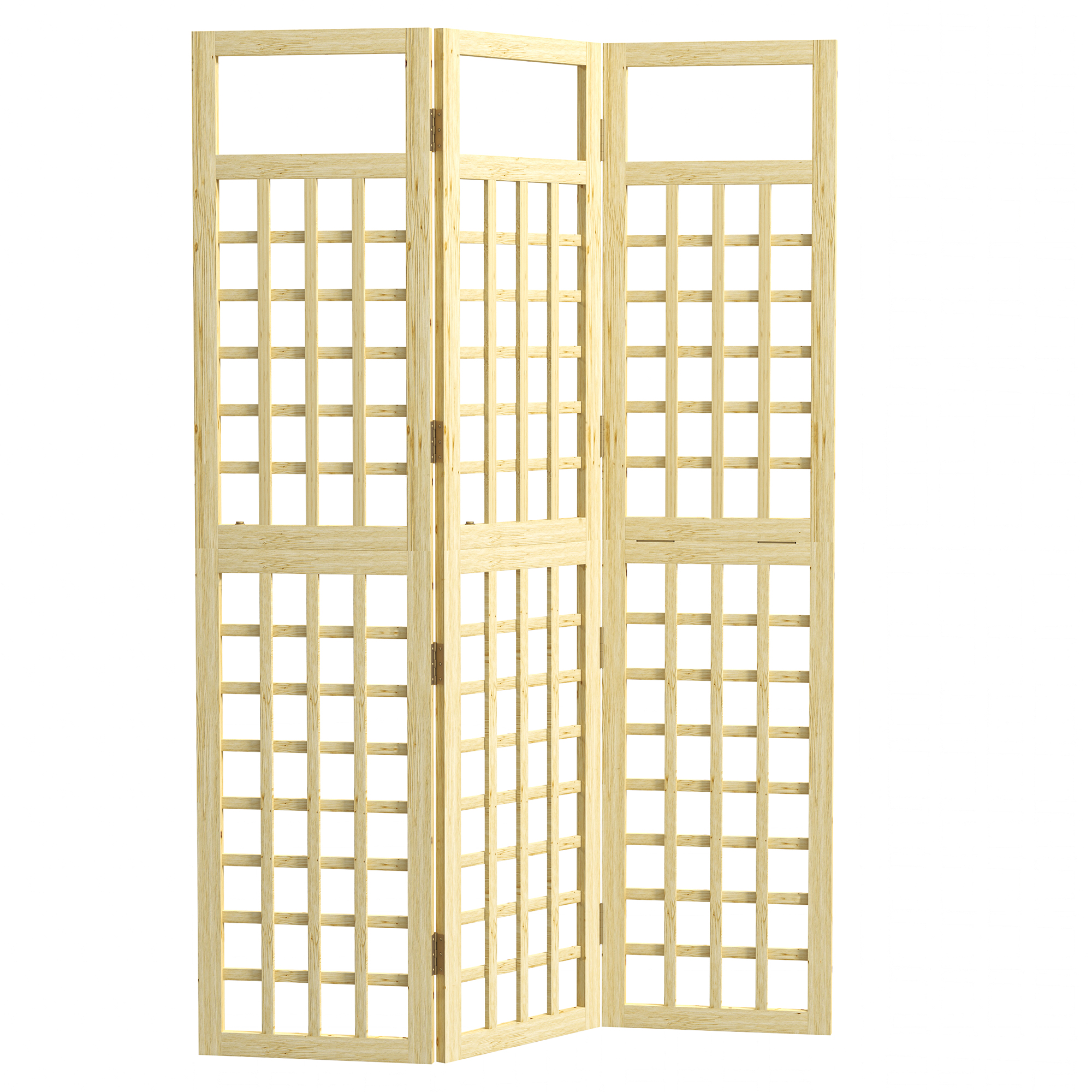 Outsunny 3-Panel Garden Privacy Screen, Freestanding Foldable Wooden Outdoor Divider/Trellis, Decorative Privacy Screen for Garden Patio Pool, 120 x 170 cm, Natural Wood Finish