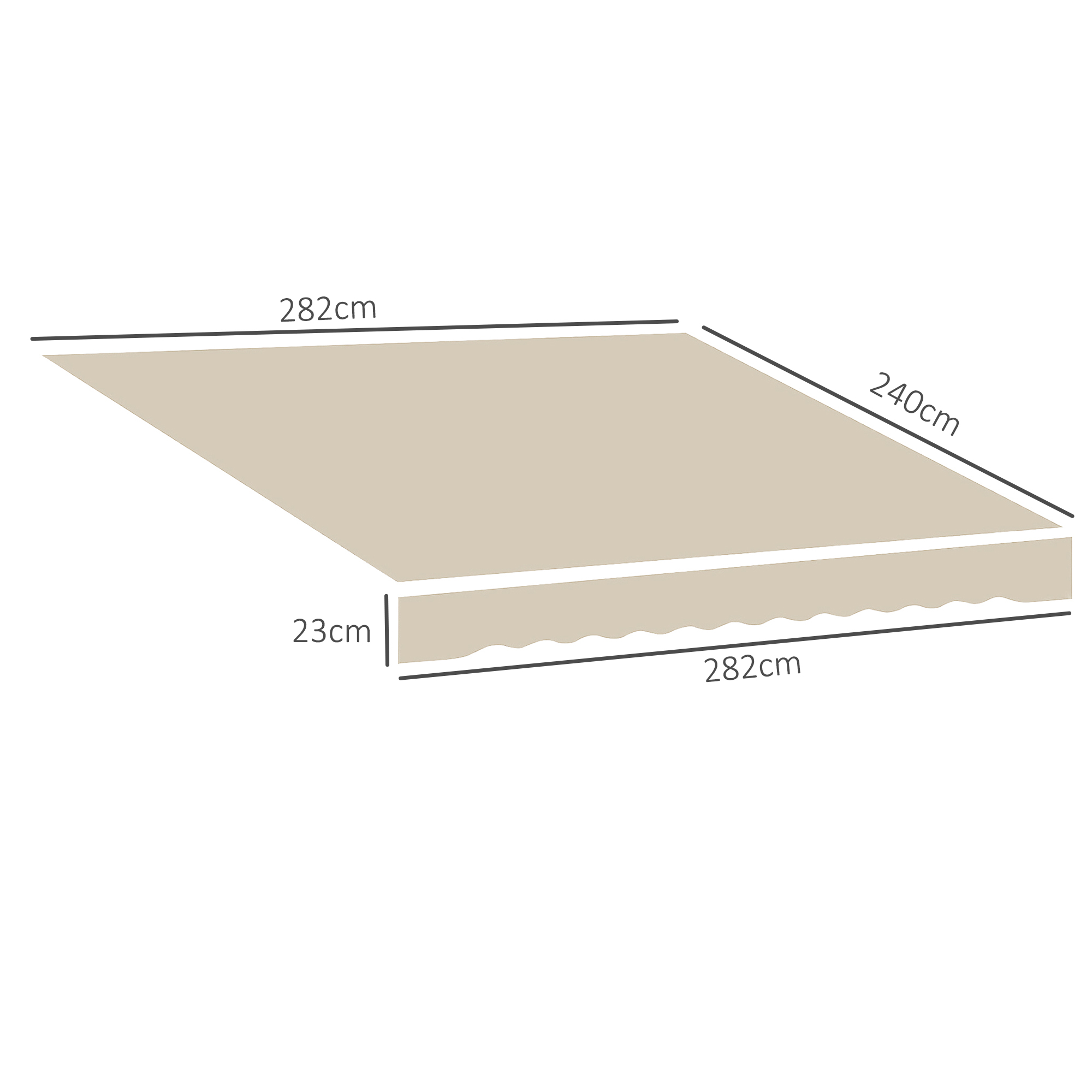 Outsunny Markisen Ersatzplane Café Latte - 3,82x2,4m Polyester 280g/m²