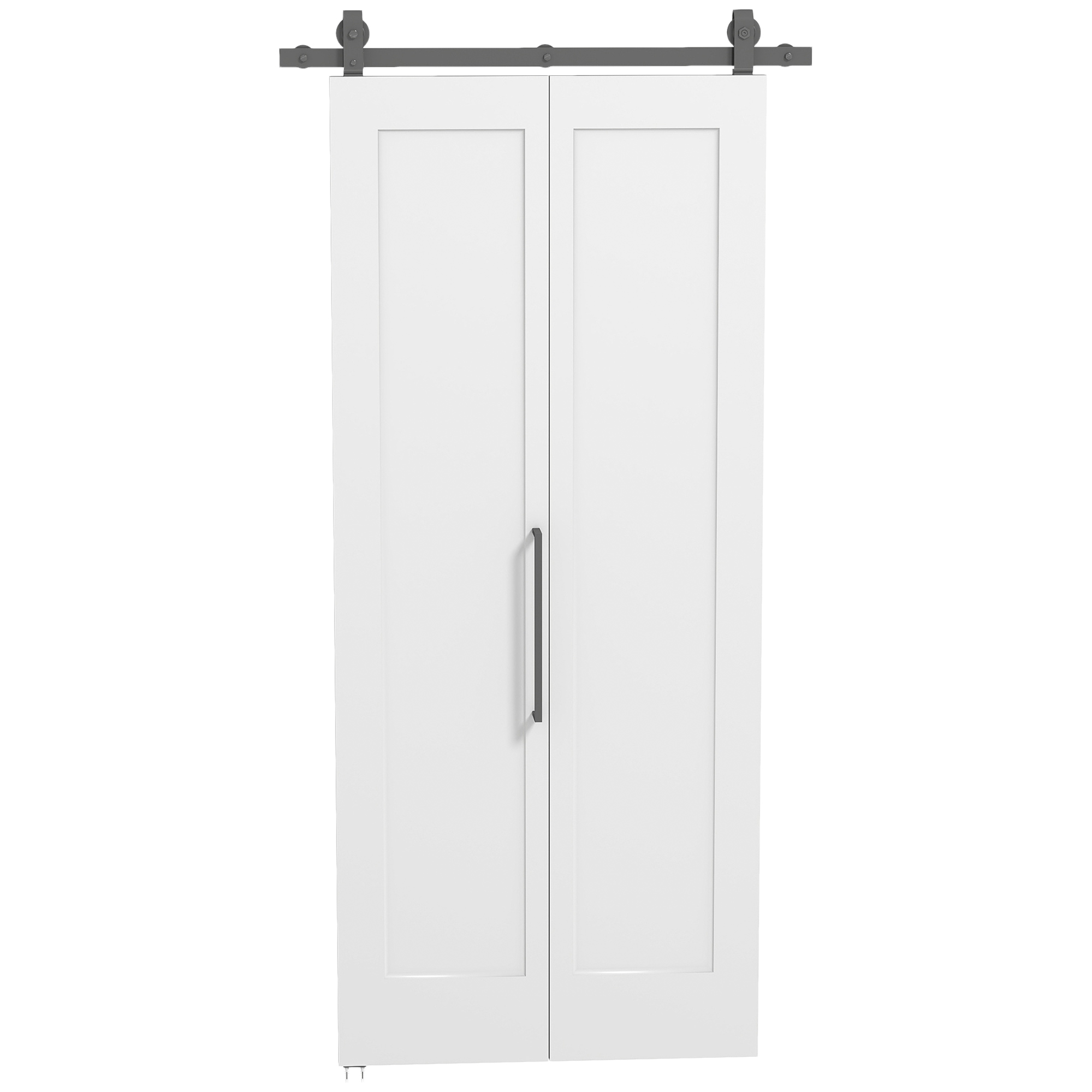 HOMCOM Puerta Corredera Plegable para Dormitorio con Herrajes Diseño Personalizable Tirador Fácil de Montaje 90x210 cm Blanco | Aosom España