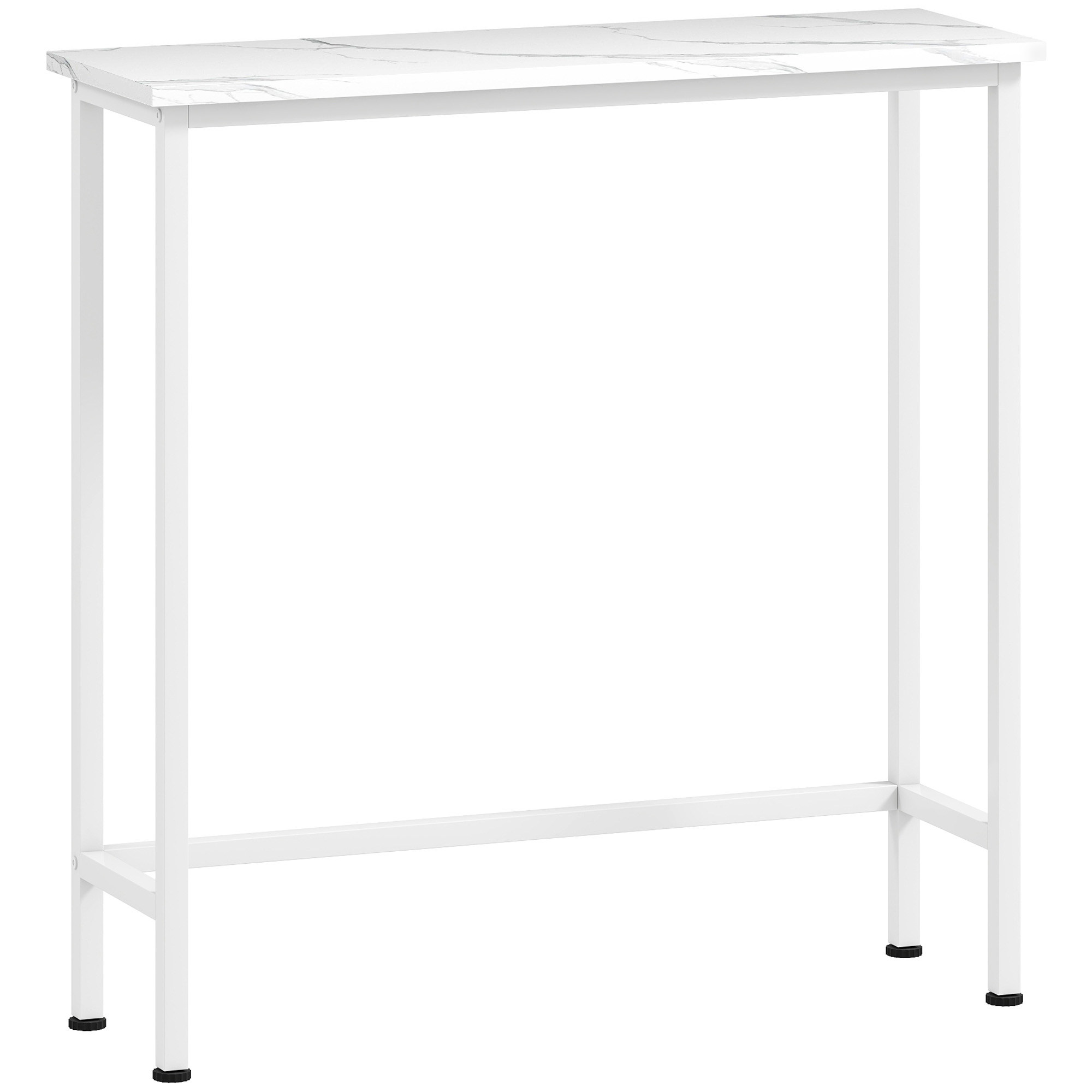 HOMCOM Mesa Consola Mesa de Pasillo con Pads de Pie Ajustables, Bandas Anti Vuelco 75 x 24 x 76 cm para Espacios Reducidos Blanco