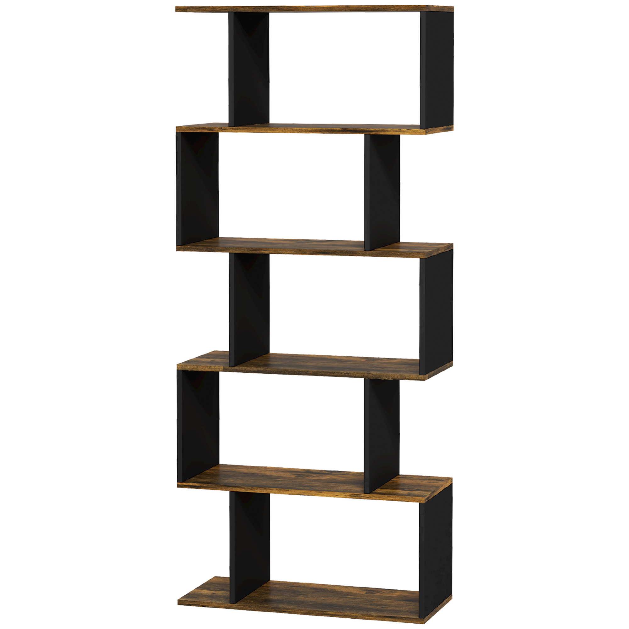 HOMCOM Wandregal Bücherregal mit 5 Regalen, Modernes Holz Bücherregal mit 10 Offenen Fächern für Zuhause und Büro, 70x29.5x163cm, Rustic Brown Aosom