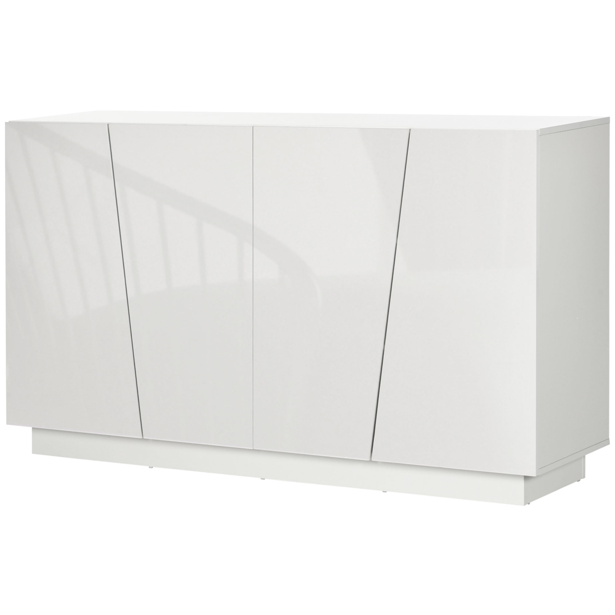 HOMCOM Aufbewahrungsregal Buffet Wohnzimmer mit Türen und verstellbarem Regal, Aufbewahrungsschrank für Wohnzimmer, Küche, Schlafzimmer, 150 x 40 x 88 cm, glänzendes Weiß Aosom