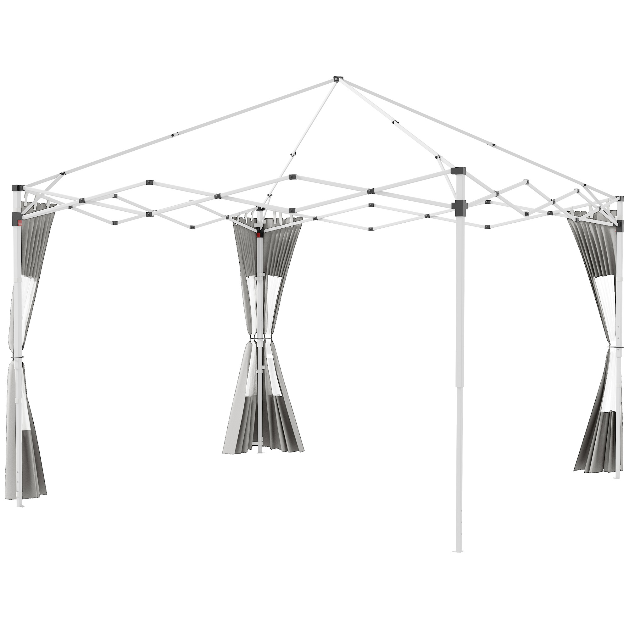 Outsunny 3er-Set Seitenteile Fr 3x3m Pavillon  Hellgrau Mit  Reiverschluss Und UV-Schutz
