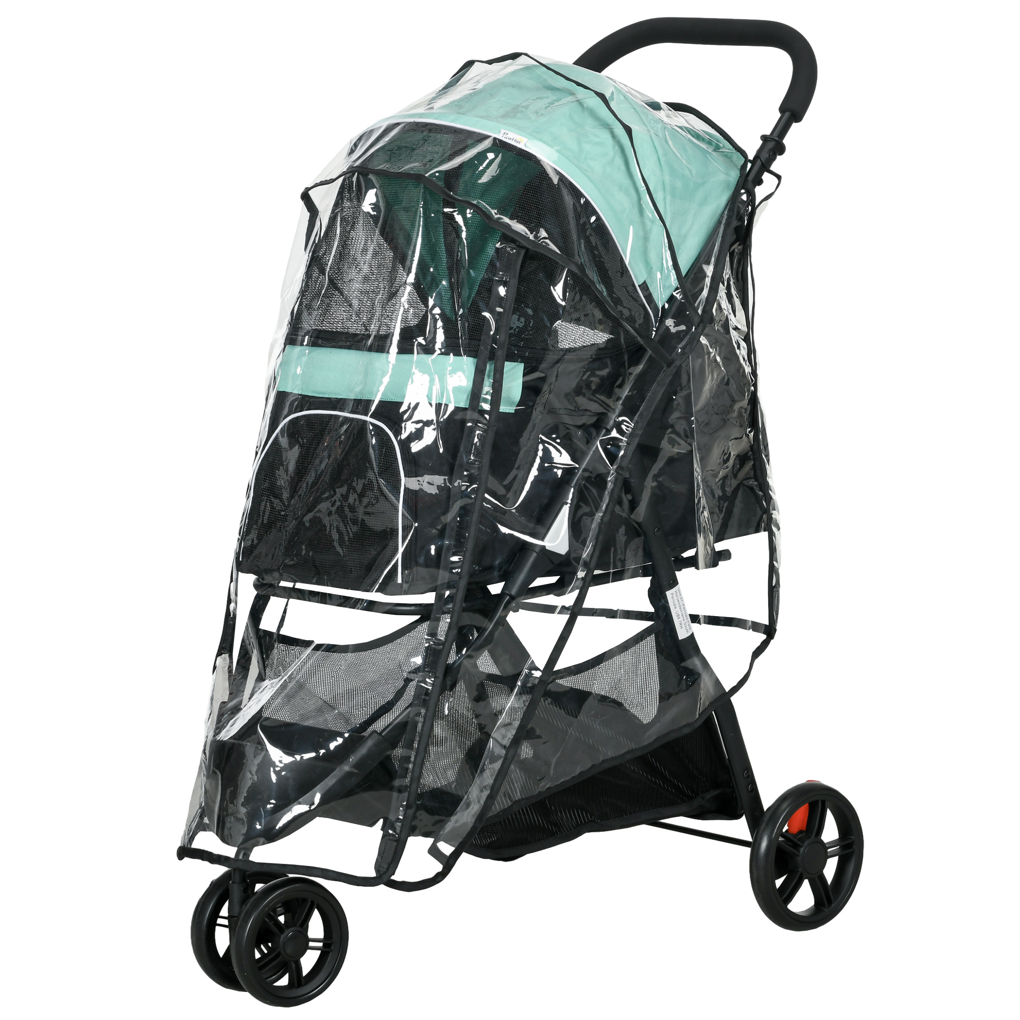 PawHut Foldable Pet Stroller w/ Rain Cover, for XS Dogs, S Dogs - Dark Green