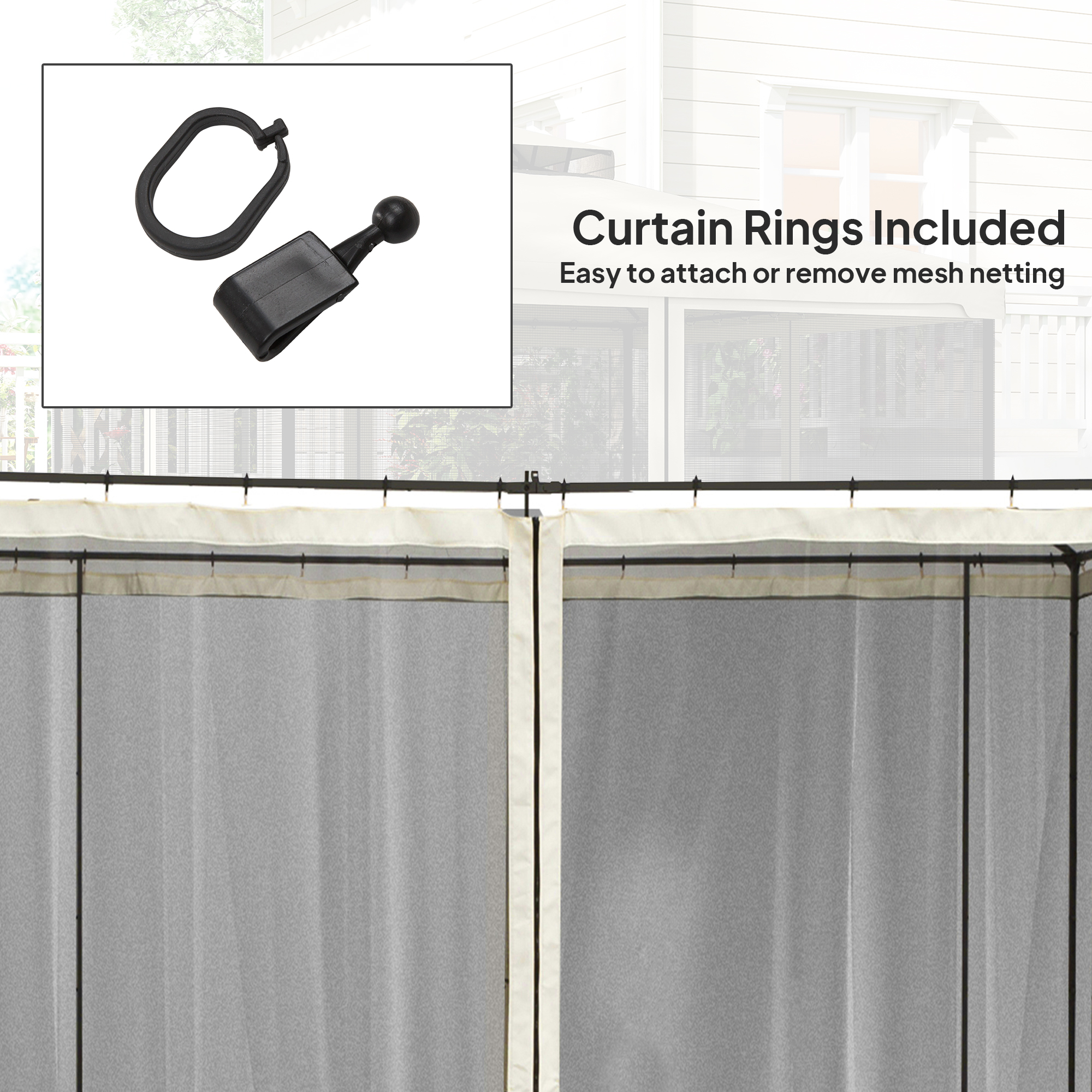 Outsunny 302 x 207cm Universal Replacement Mesh Sidewall Netting for Patio Gazebos and Canopy Tents, (Sidewall Only) Beige 5