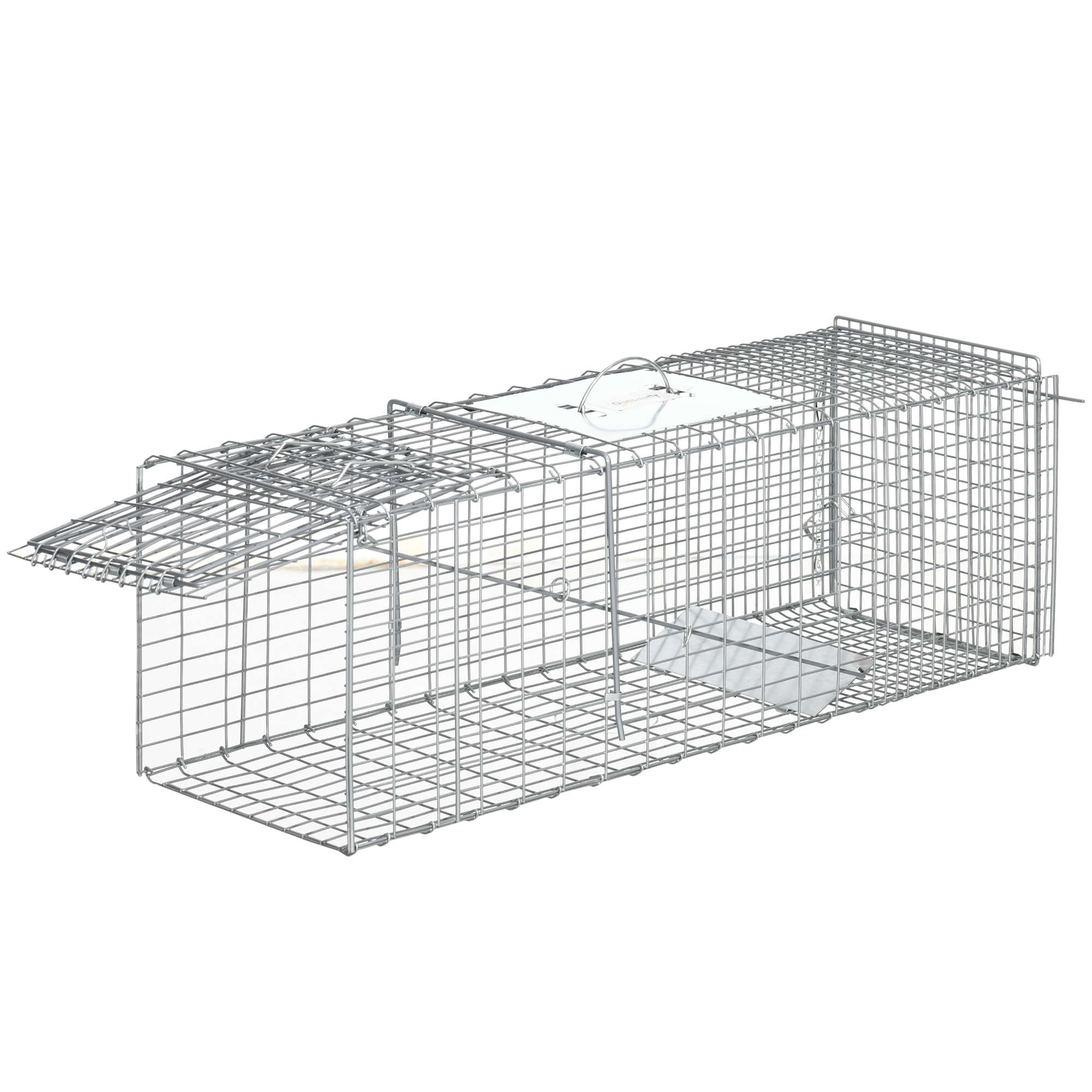 Outsunny Käfigfalle für Ratten, Mäuse und Nutrias, klappbar aus Stahl, 93x31x34,5 cm, Silber Aosom