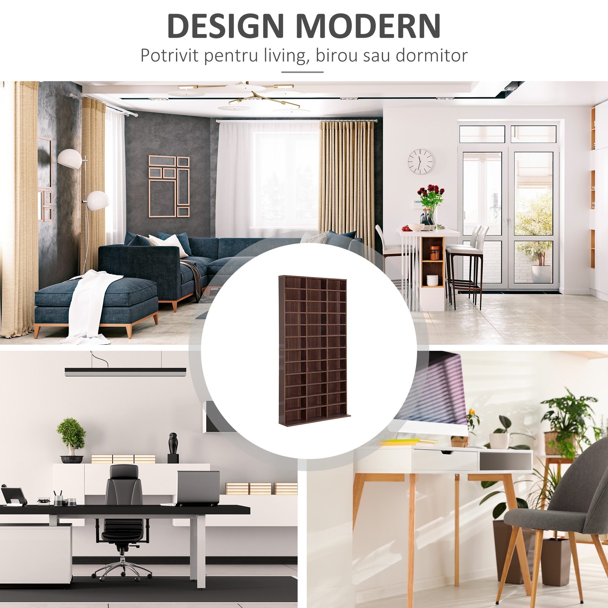  biblioteca de perete, 195x102x23.5cm, maro [5]