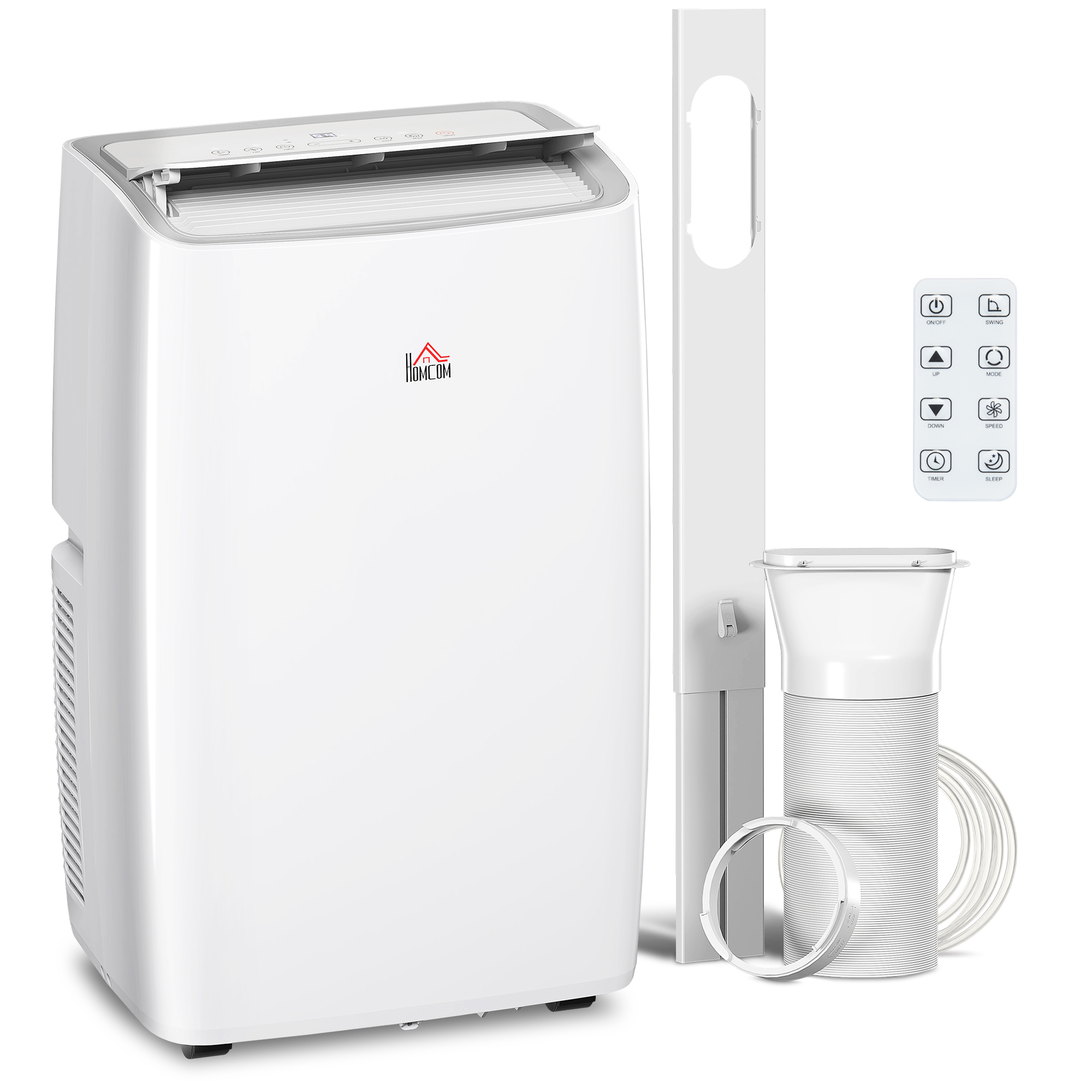 HOMCOM Portable Air Conditioner 12000 BTU, 4-in-1 Air Conditioning Unit, Dehumidifier, Cooling, Fan, Sleep Mode with 3 Speeds, Remote Control, LED Display, 24H Timer, Window Kit, Children Lock, 35m²