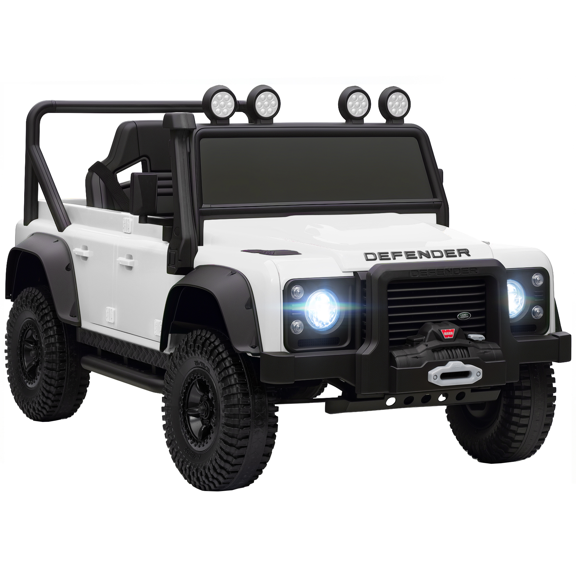 AIYAPLAY Coche Eléctrico para Niños con Licencia Land Rover 12V Control Remoto Sistema de Suspensión USB MP3 Faros Blanco