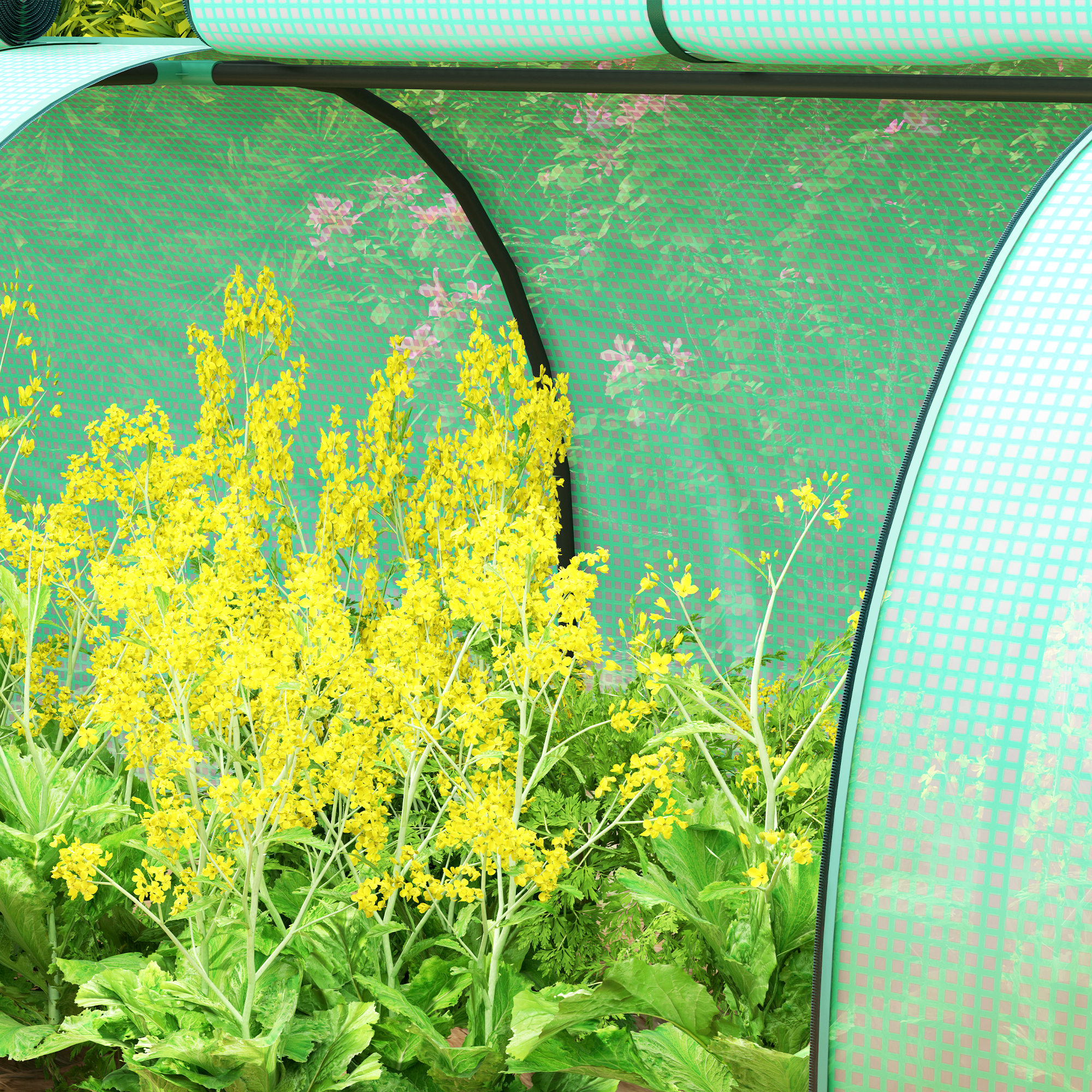 Outsunny PE Tunnel Greenhouse Green Grow House Steel Frame for Garden Backyard with Zipper Doors 395 x 100 x 80cm, Green 9
