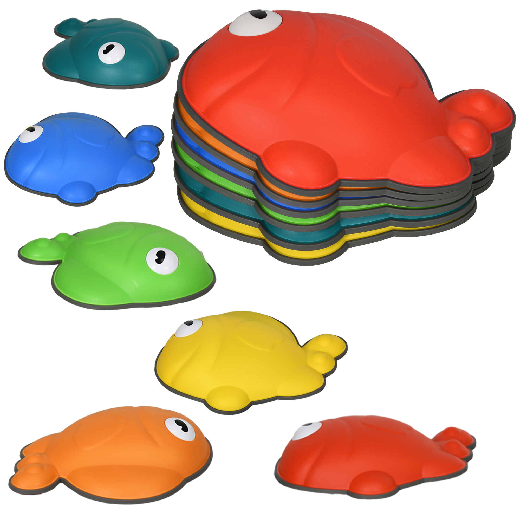 AIYAPLAY Conjunto de 6 Piezas Bloques de Equilibrio Apilables con Borde Antideslizante Forma de Pez Dorado Multicolor