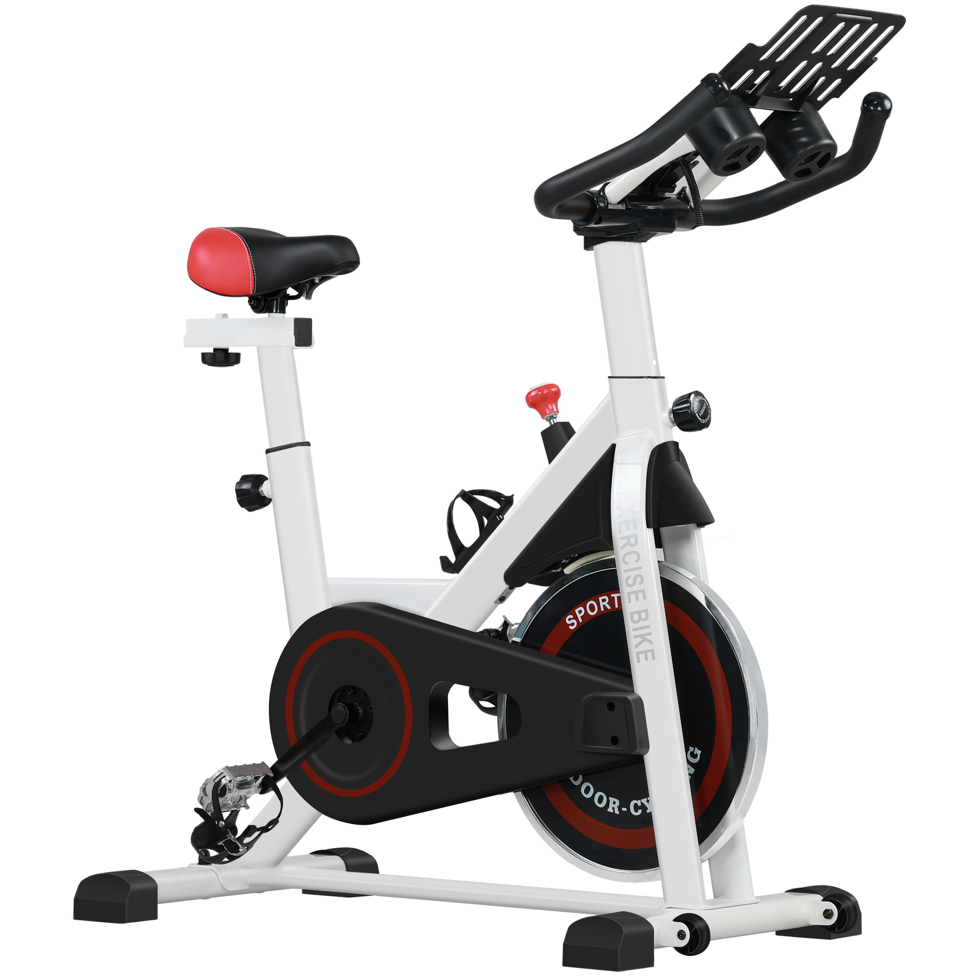 HOMCOM Heimtrainer Fahrrad Indoor Fitnessbike mit LCD-Display, verstellbarem Sitz, Rollen & Becherhalter, Stahl, weiß Aosom.de
