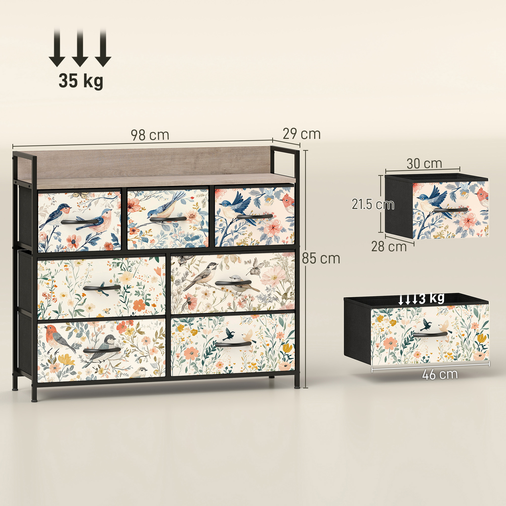 HOMCOM 7-Drawer Chest of Drawers White 3