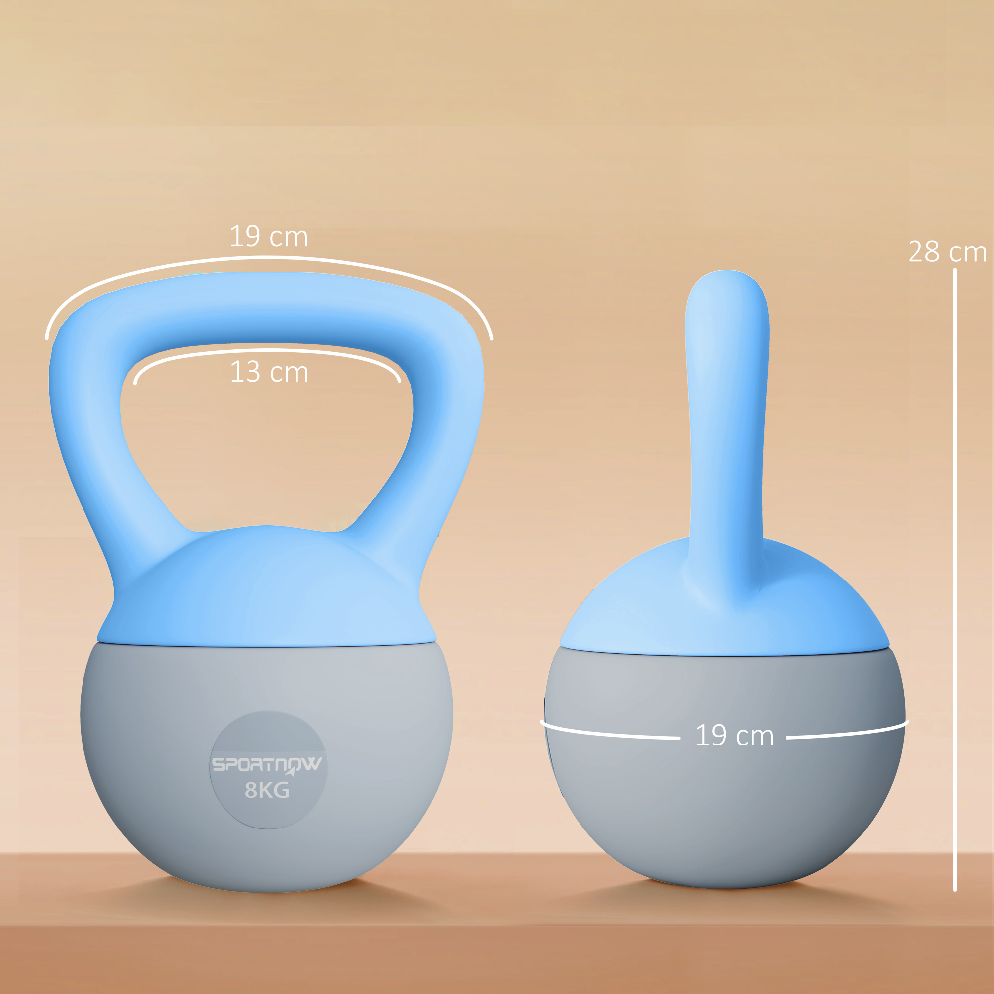 SPORTNOW 8KG Soft Kettlebell, Kettlebell with Non-Slip Handle for Home Gym, Weight Lifting, Strength Training, Light Blue/Grey 3
