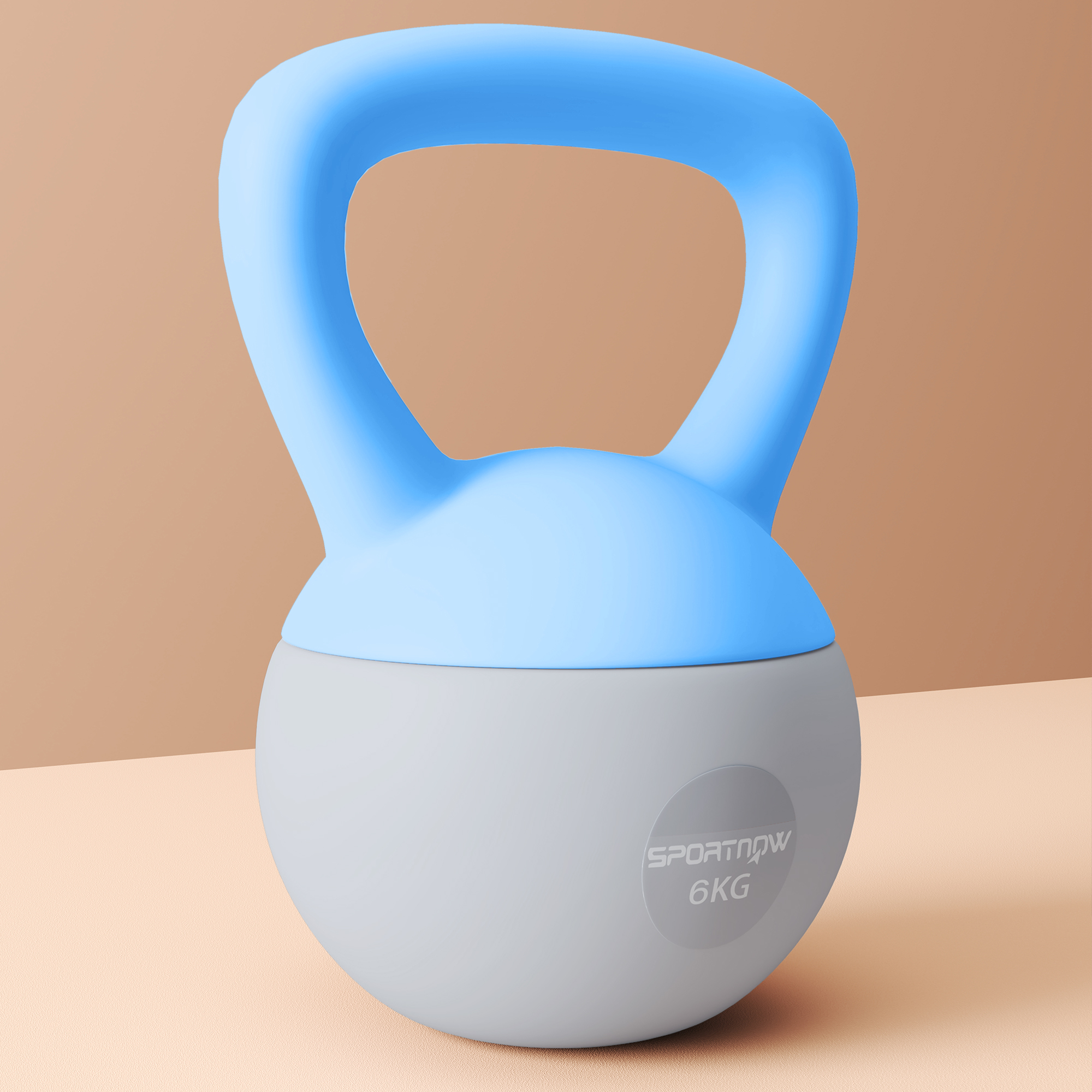 SPORTNOW 6KG Soft Kettlebell, Kettlebell with Non-Slip Handle for Home Gym, Weight Lifting, Strength Training, Light Blue/Grey 7