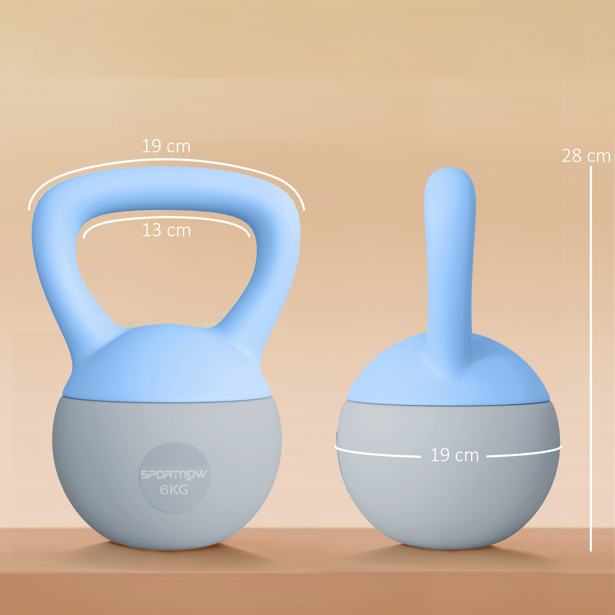 SPORTNOW 6KG Soft Kettlebell, Kettlebell with Non-Slip Handle for Home Gym, Weight Lifting, Strength Training, Light Blue/Grey 3