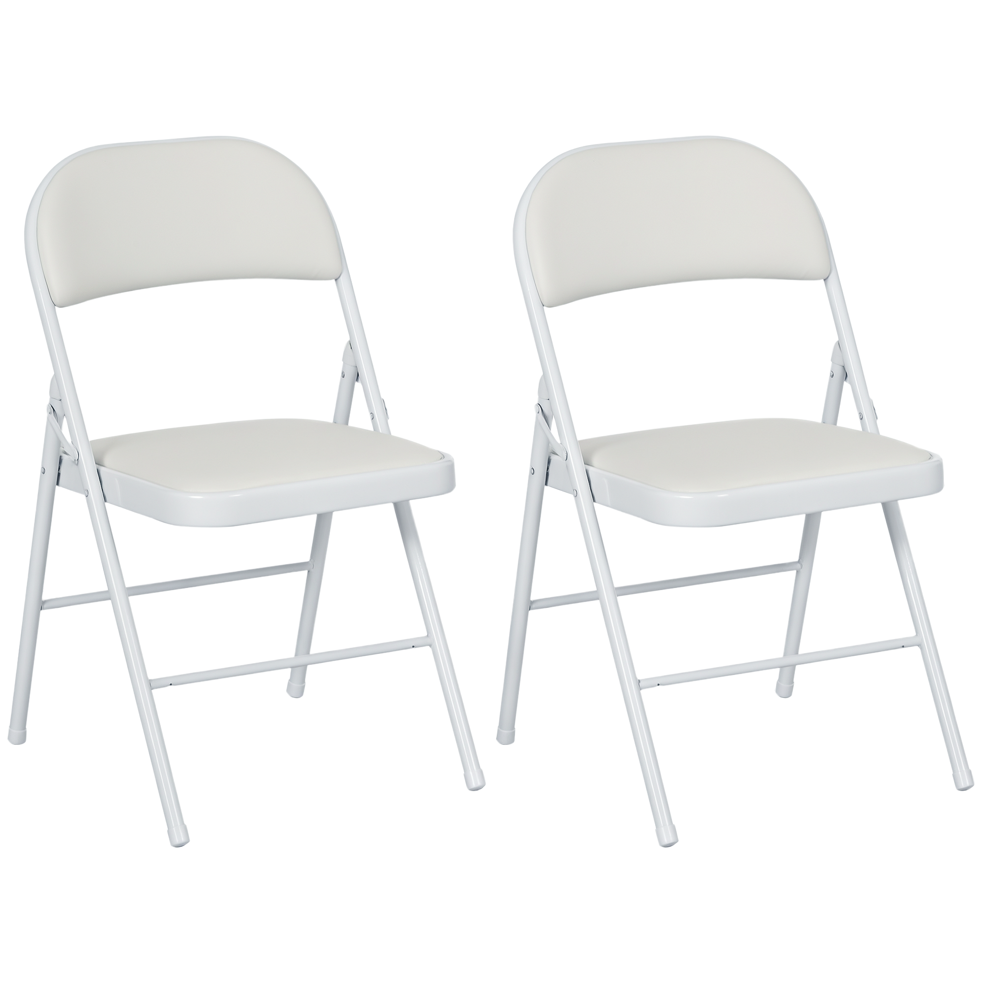 HOMCOM Set 2 Sedie Pieghevoli Imbottite in Finta Pelle PU e Metallo, 45x46x78 cm, Bianco   Aosom Italy