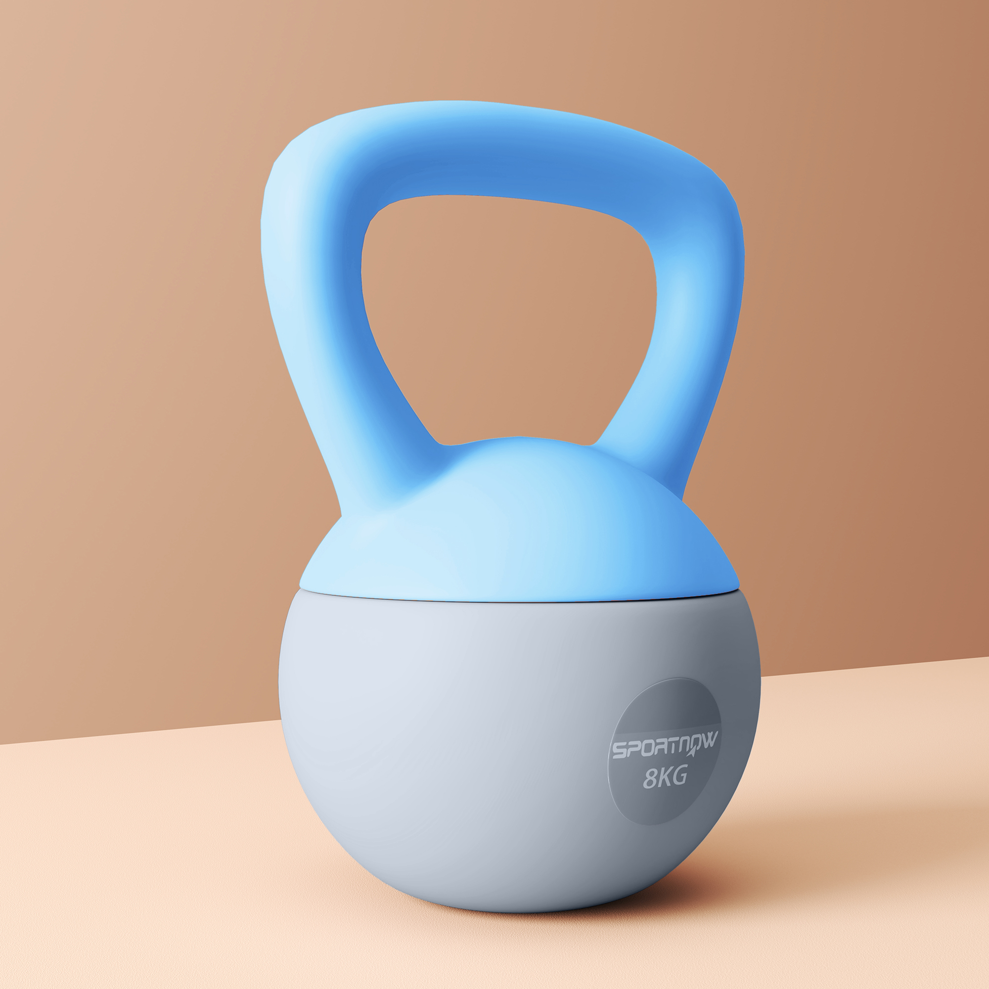 SPORTNOW 8KG Soft Kettlebell, Kettlebell with Non-Slip Handle for Home Gym, Weight Lifting, Strength Training, Light Blue/Grey 7