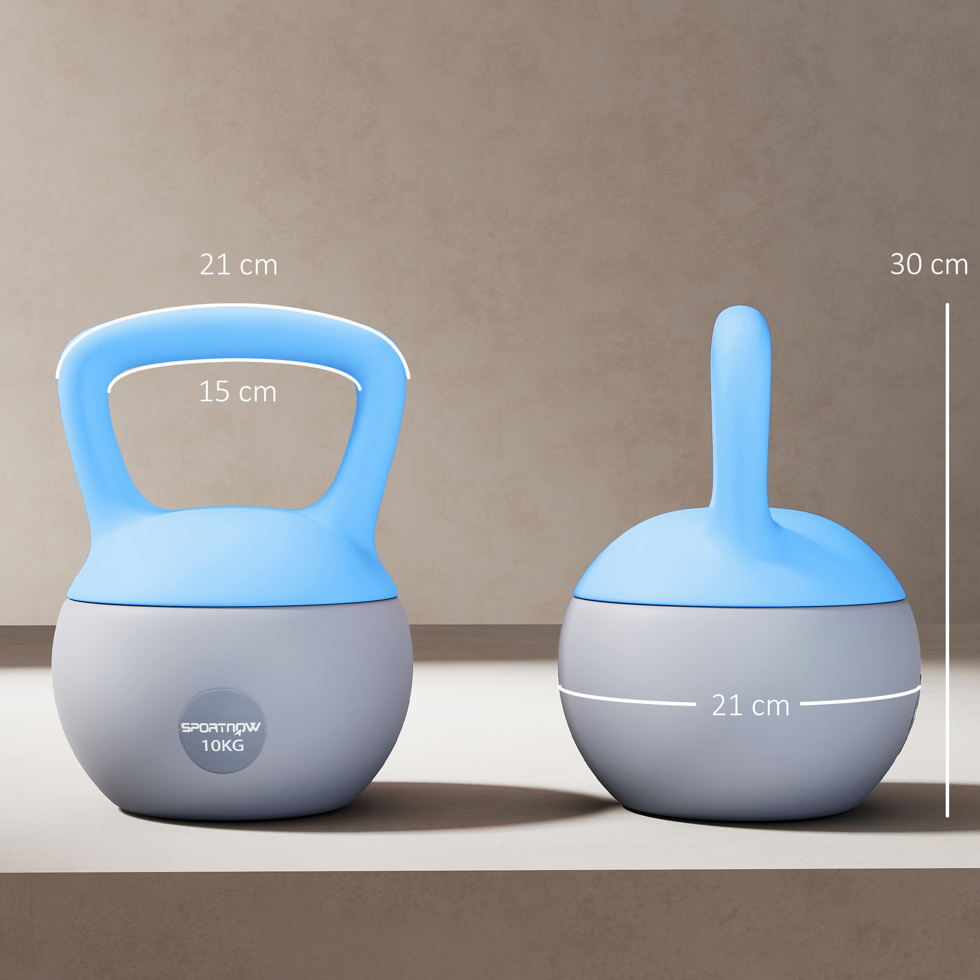 SPORTNOW 10KG Soft Kettlebell, Kettlebell with Non-Slip Handle for Home Gym, Weight Lifting, Strength Training, Light Blue/Grey 3