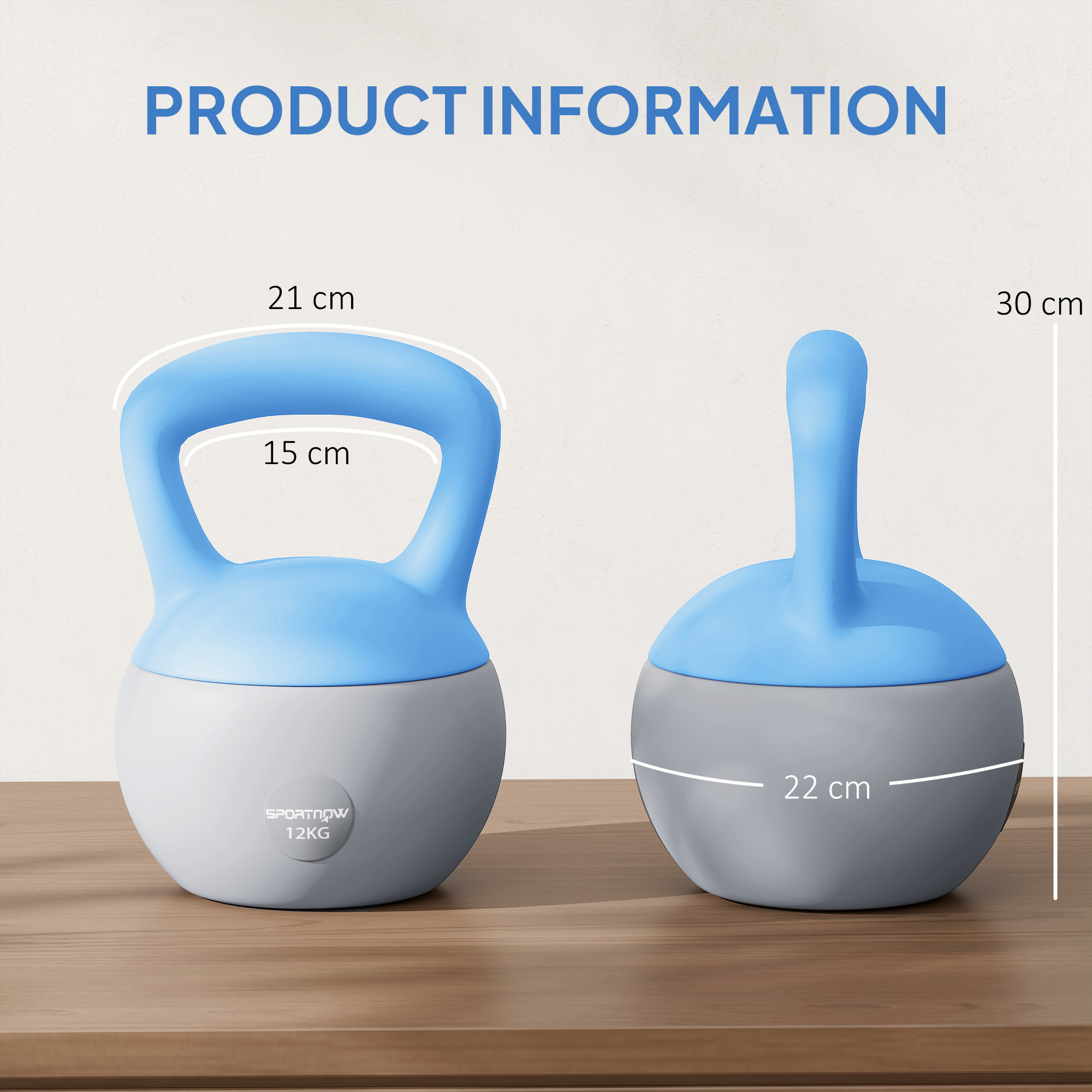 SPORTNOW 12KG Soft Kettlebell, Kettlebell with Non-Slip Handle for Home Gym, Weight Lifting, Strength Training, Light Blue/Grey 3