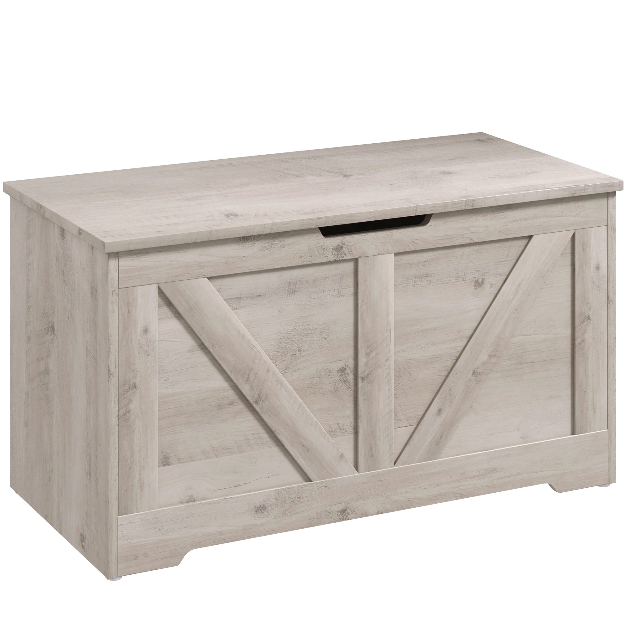 HOMCOM Baúl de Almacenaje para Dormitorio 100 L Puff de Almacenaje con Tapa Bisagra de Seguridad 80x40x45 cm Gris