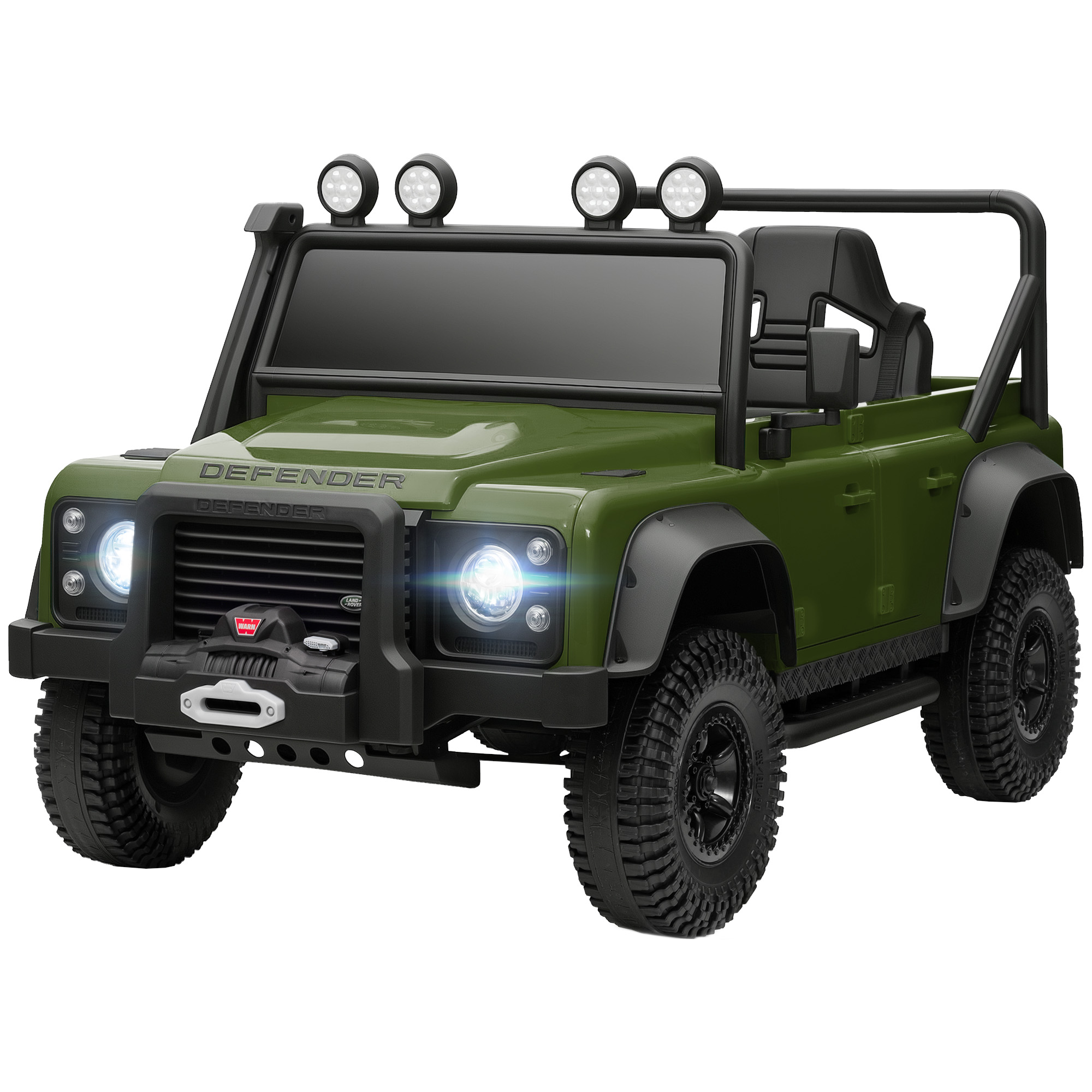 AIYAPLAY Voiture électrique enfants, télécommande 2,4G, 3 vitesses, 4 roues à suspension, musique, lumières LED et klaxon, vert