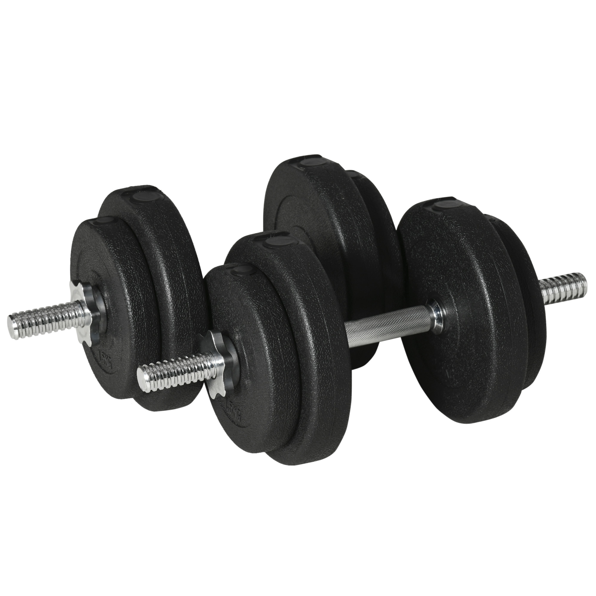 HOMCOM Verstellbares Hantelset von 20 kg mit 2,5/1,5 kg Scheiben und 2 kg Verbindungsstangen Trainingsset für das Fitnessstudio zu Hause   Aosom – HOMCOM