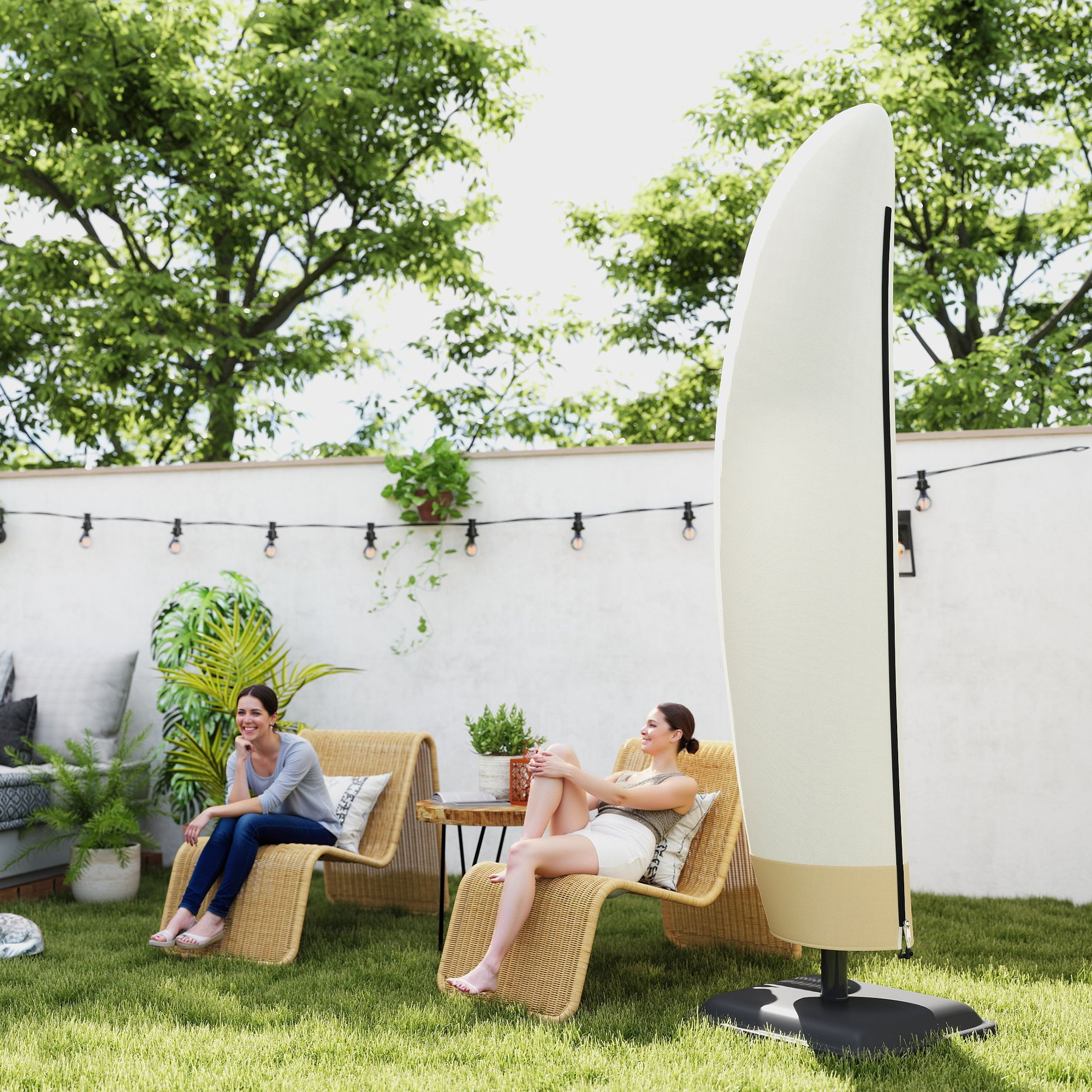 Housse Protection Parasol Déporté 210D Oxford - 265 Cm Hauteur, 2-4 M Diamètre - Imperméable UV Poussière Avec Fermeture Éclair