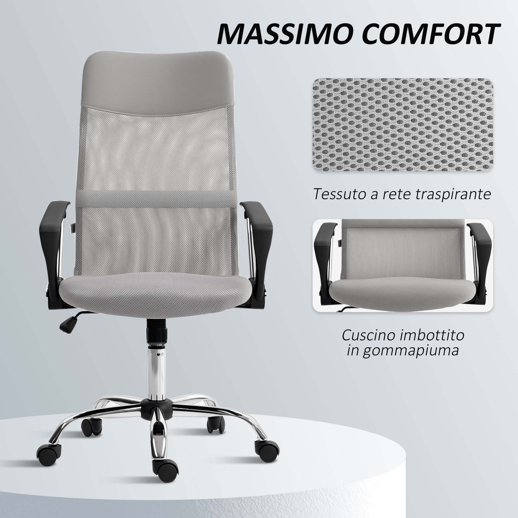Sedia da ufficio in ecopelle grigio avana | Leroy Merlin
