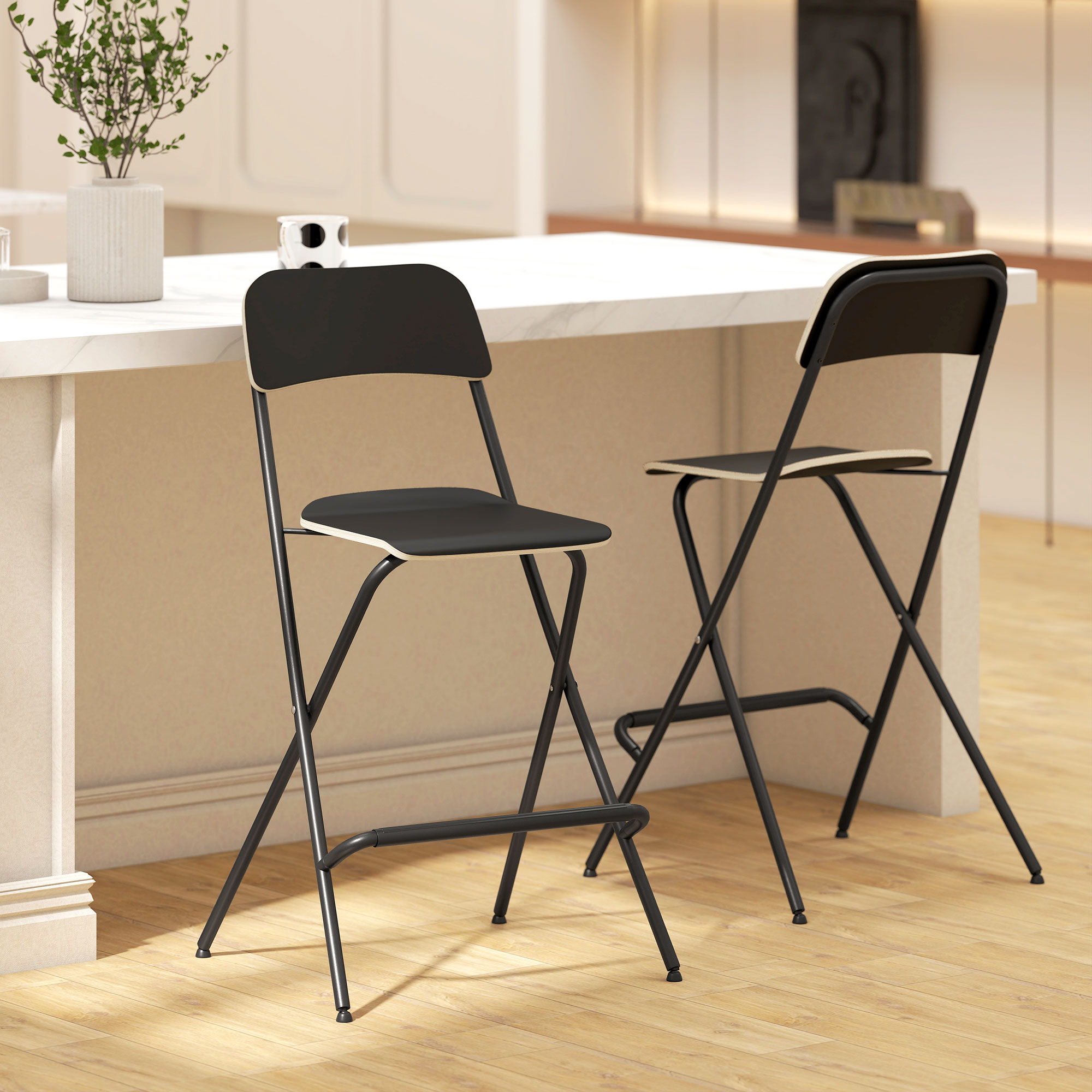 HOMCOM Barhocker Klappbar 2er Set Klapphocker Barstuhl mit Rückenlehne Stah günstig online kaufen