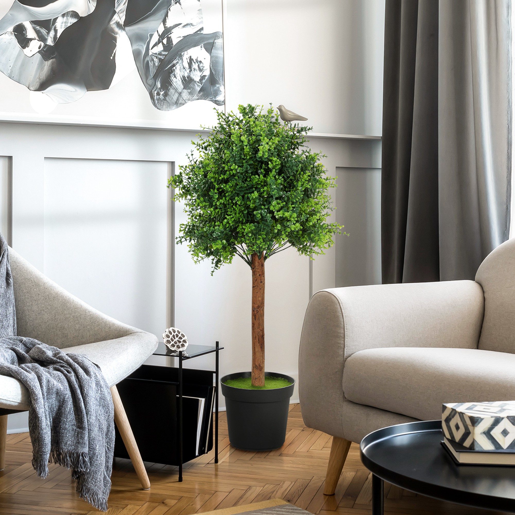 HOMCOM Pianta Artificiale Decorativa Sempreverde Altezza 120 cm, Pianta