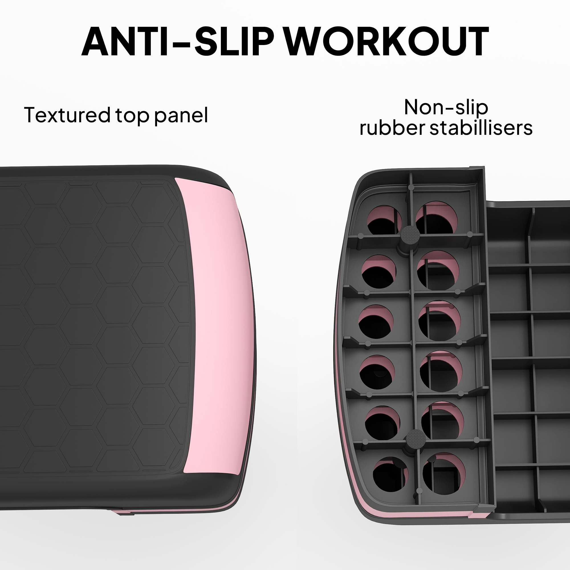 HOMCOM Aerobic Step with 3-Level Adjustable Heights for Home, Office Exercise, Black and Pink 6