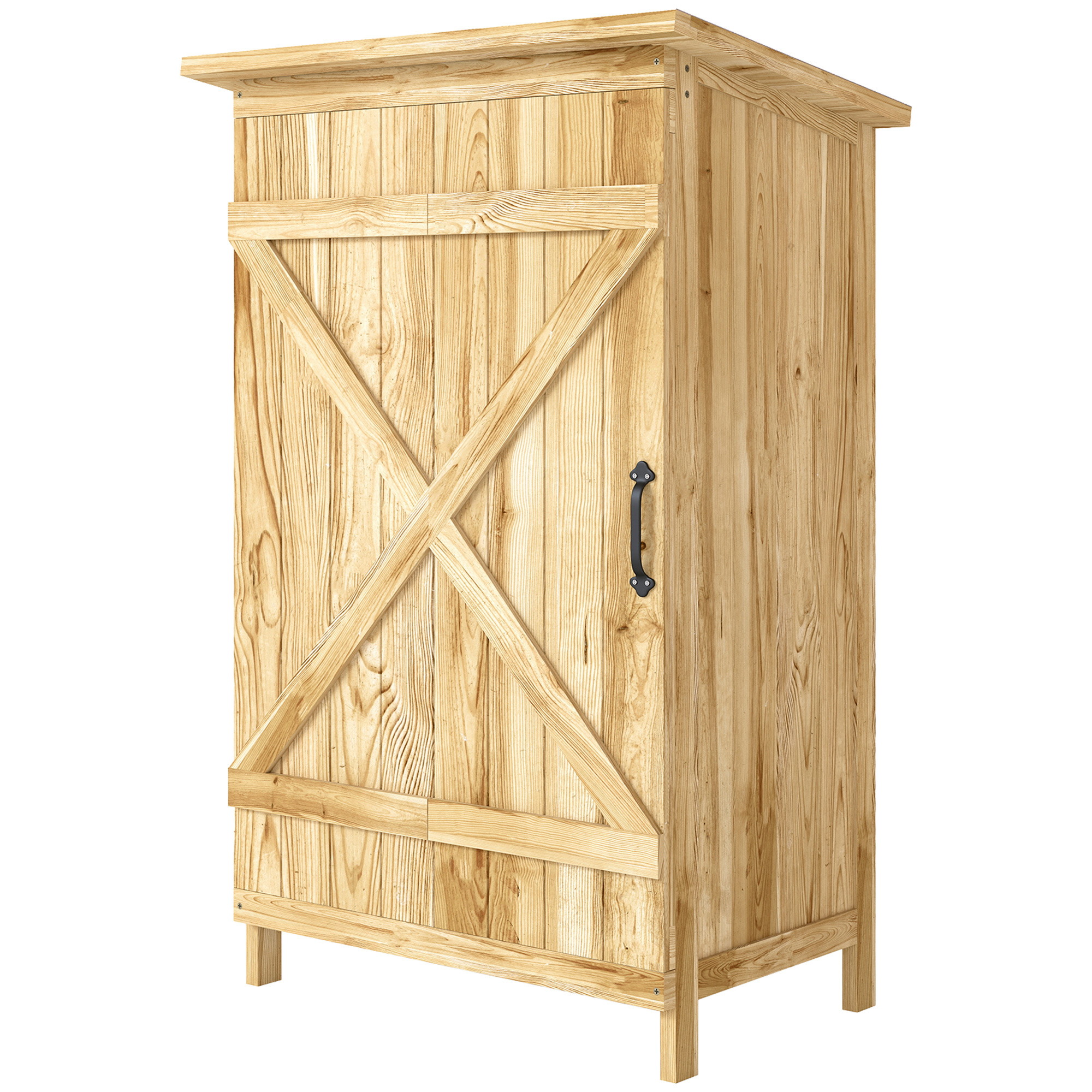 Outsunny Cabane de Jardin en Bois 63,5x40x90 cm Armoire pour Rangement d'Outils avec 2 Étagères et Porte Naturelle