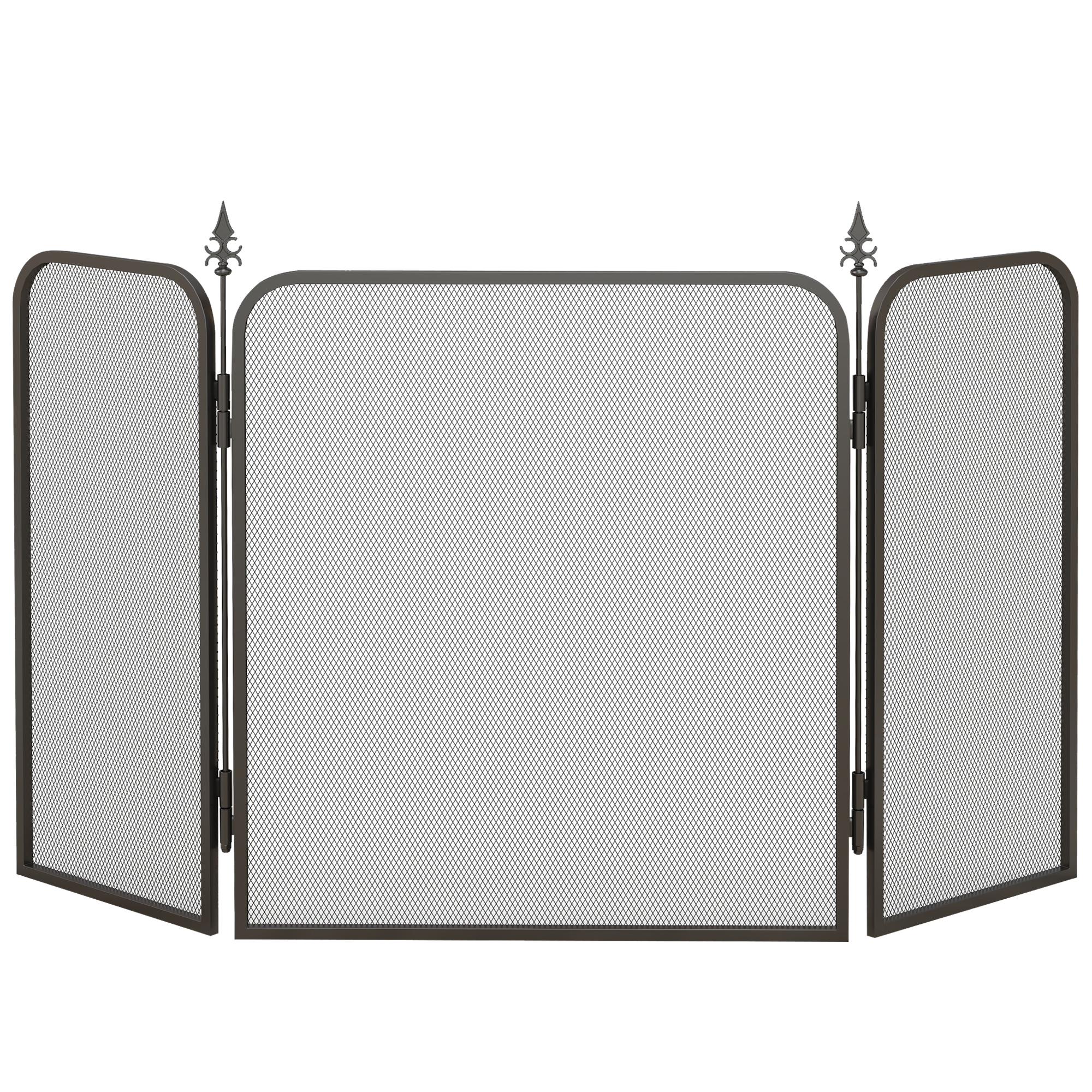 HOMCOM Paravan Pliant pentru Șemineu cu 3 Panouri, Paravan de Protecție din Metal, 96x1,3x56 cm, Negru | Aosom Romania