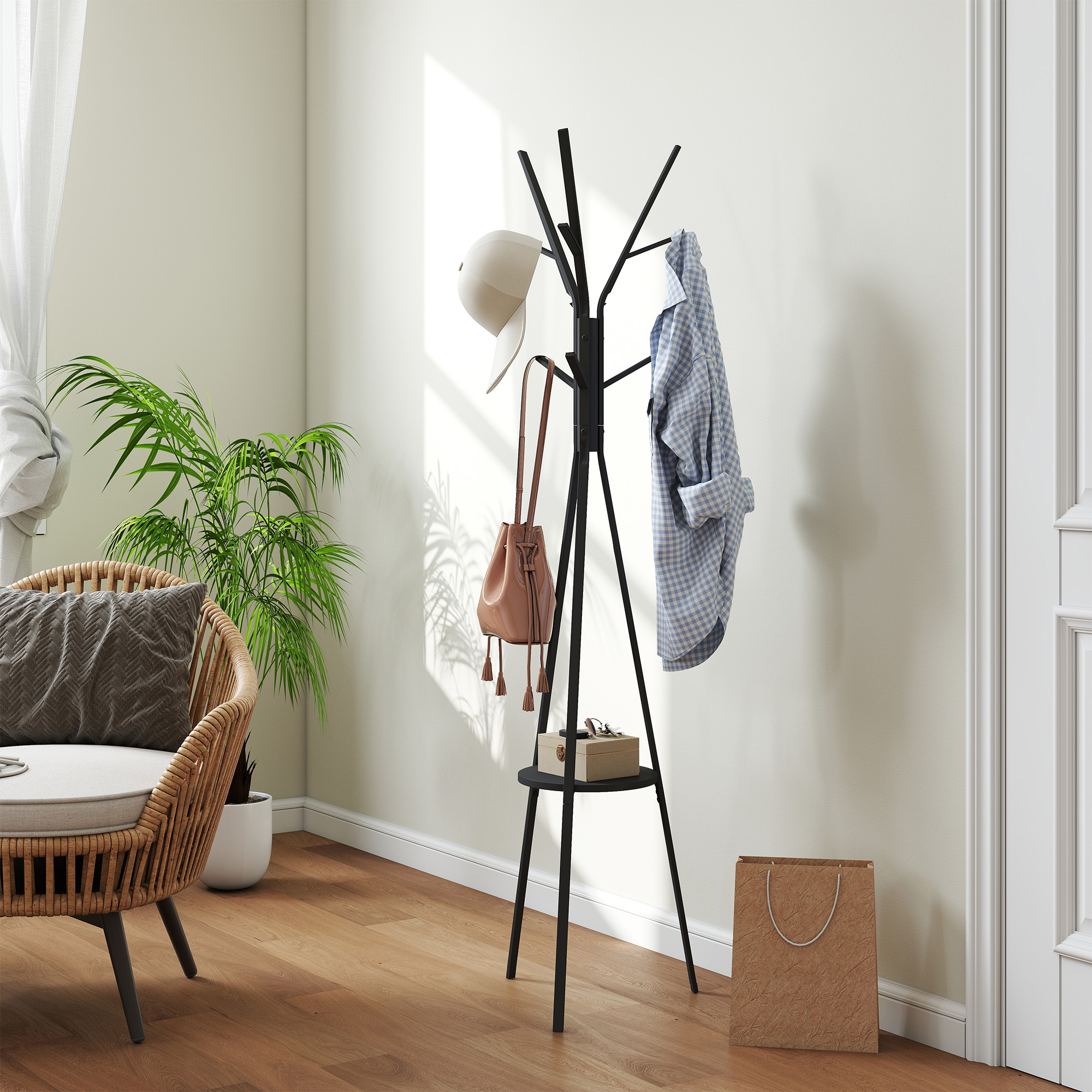 For Entryway Modern Freestanding Metal Coat Stand With 12 Hooks