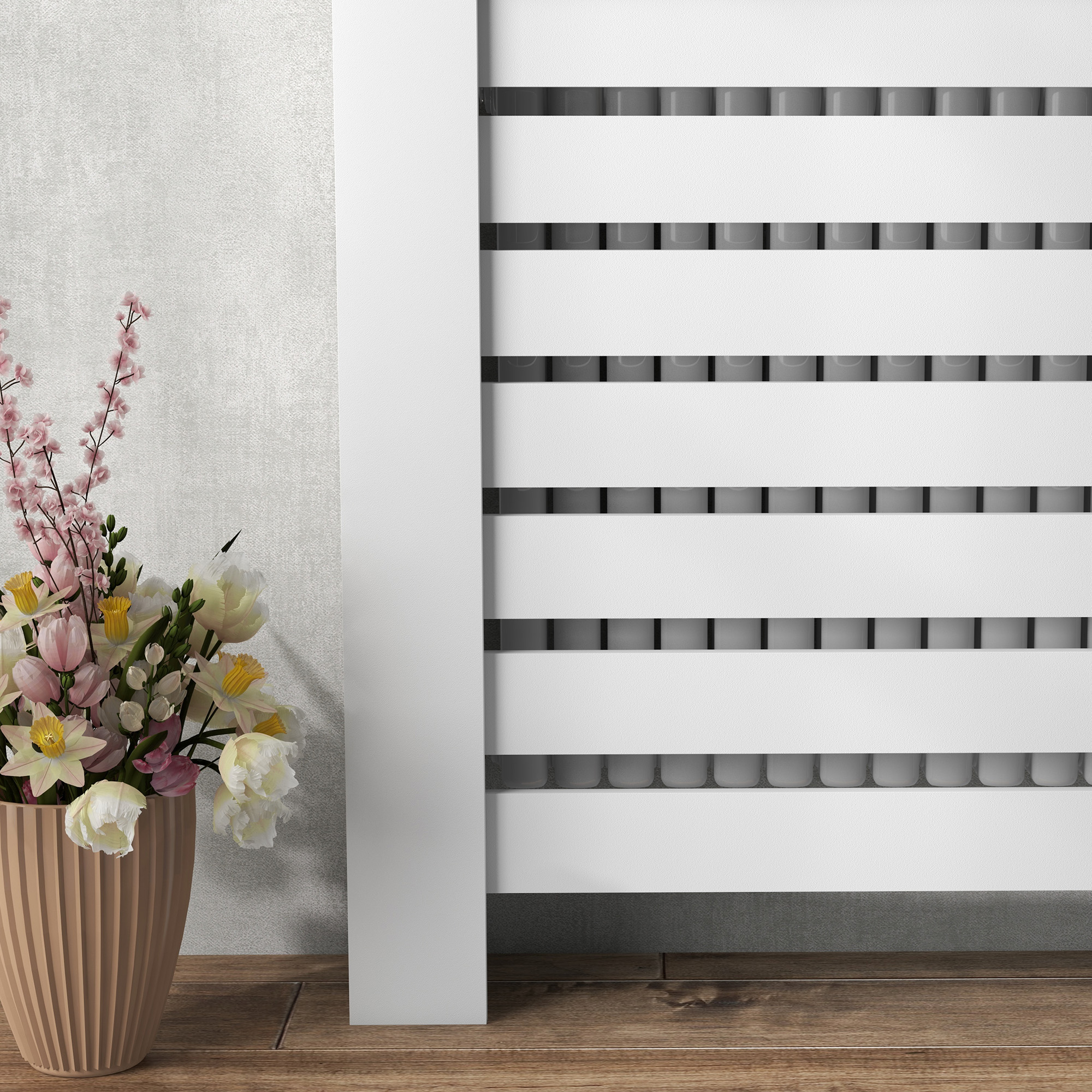 HOMCOM 95.5H x 111Wcm Radiator Cover, with Drawer White 9